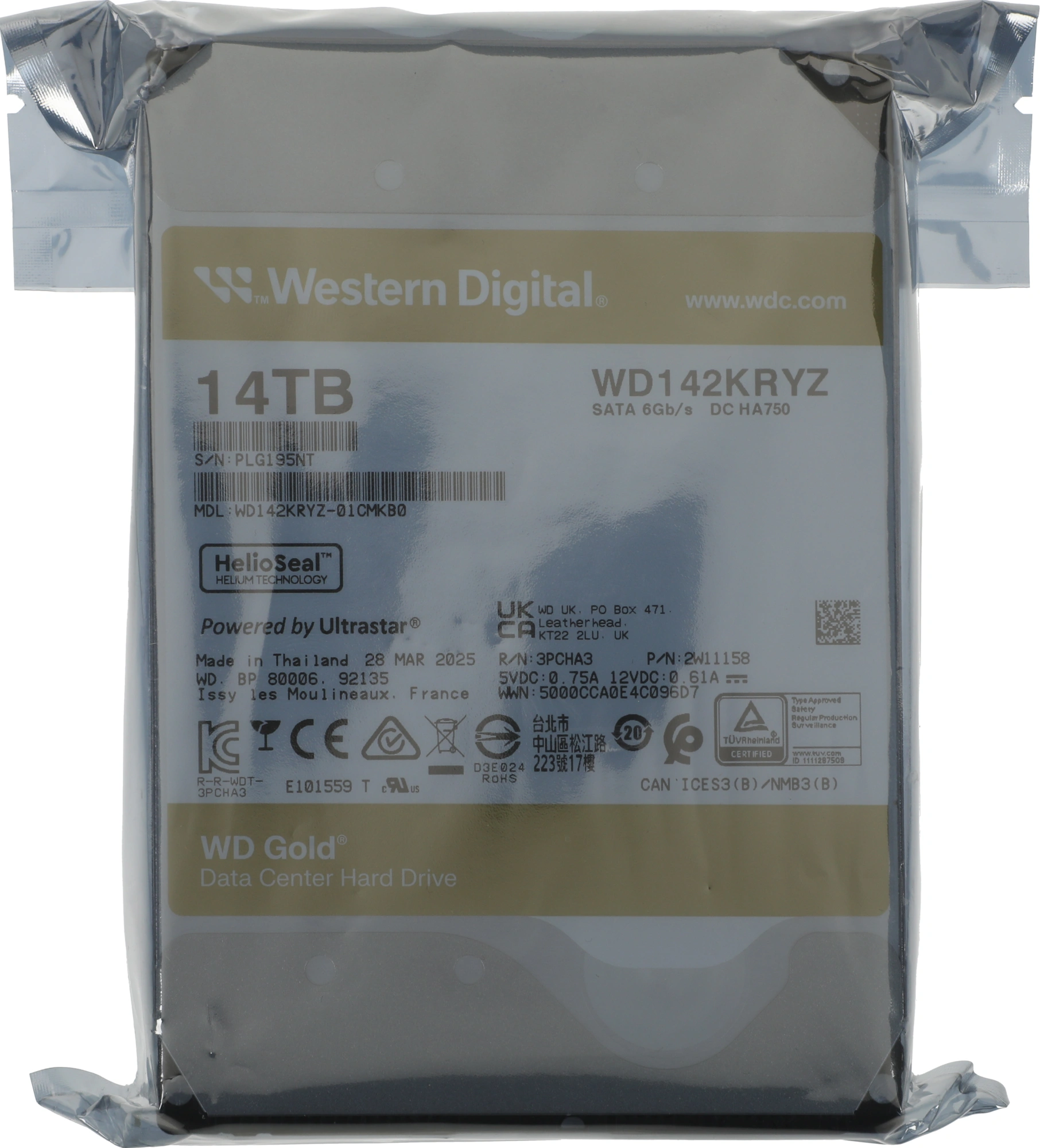 Жесткий диск WD SATA-III 14TB WD142KRYZ Server Gold 512E (7200rpm) 512Mb 3.5