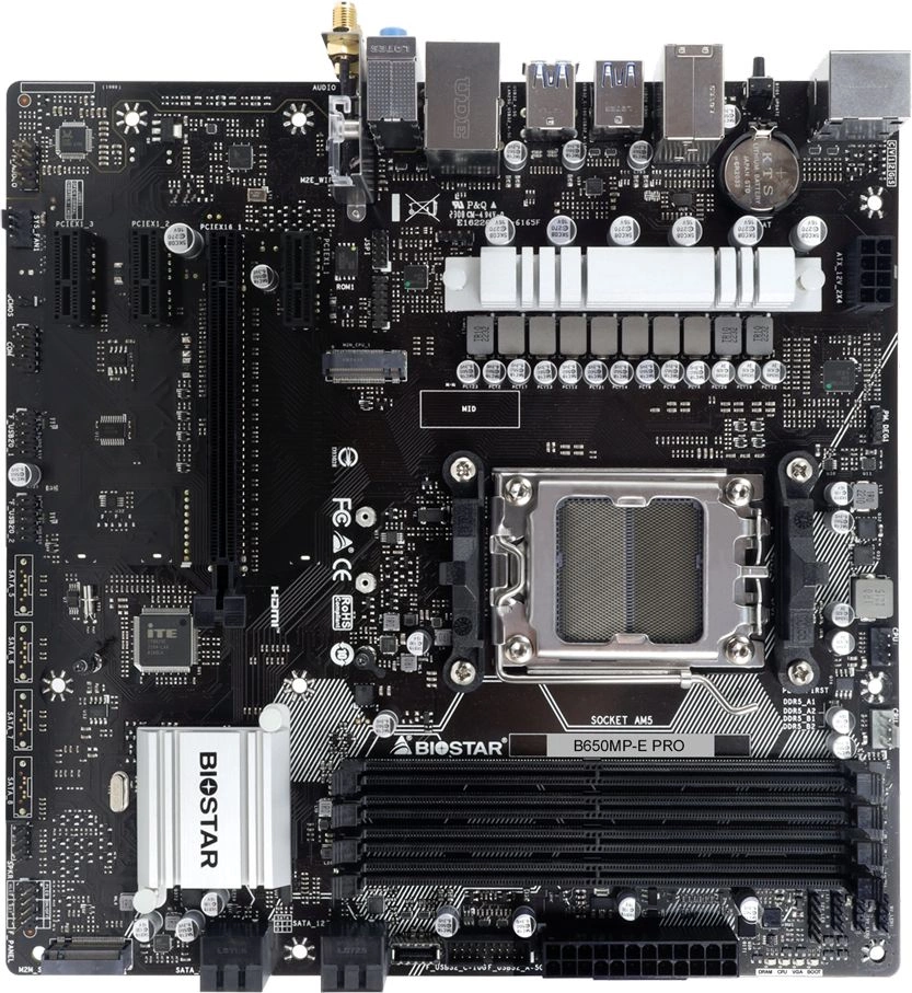 Материнская плата Biostar B650MP-E Pro Socket AM5 AMD B650 4xDDR5 mATX AC`97 8ch(7.1) 2.5Gg RAID+HDMI+DP