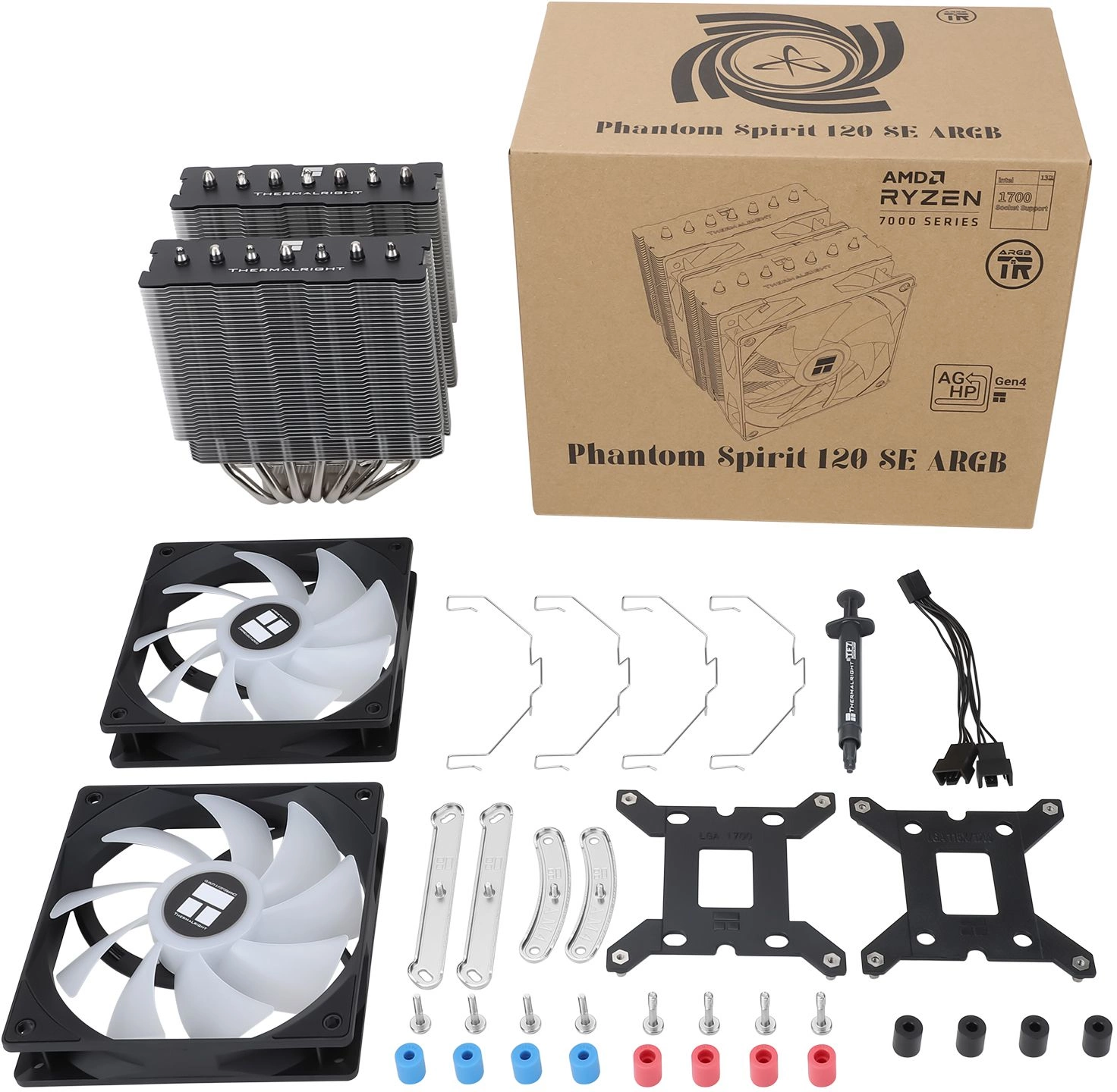 Устройство охлаждения(кулер) Thermalright Phantom Spirit 120 SE ARGB Soc-AM5/AM4/1200/1700/1851 черный 4-pin 25.6dB Al+Cu 765gr Ret (PS120-SE-ARGB)