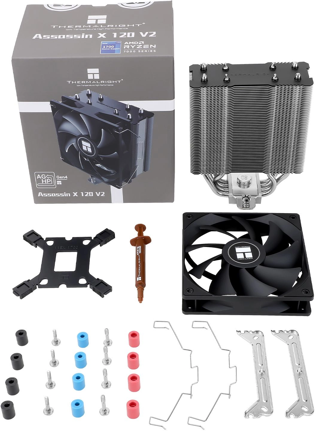 Устройство охлаждения(кулер) Thermalright Assassin X 120 v2 Soc-AM5/AM4/1200/1700/1851 черный 4-pin 25.6dB Al+Cu 700gr Ret (AX120-V2)