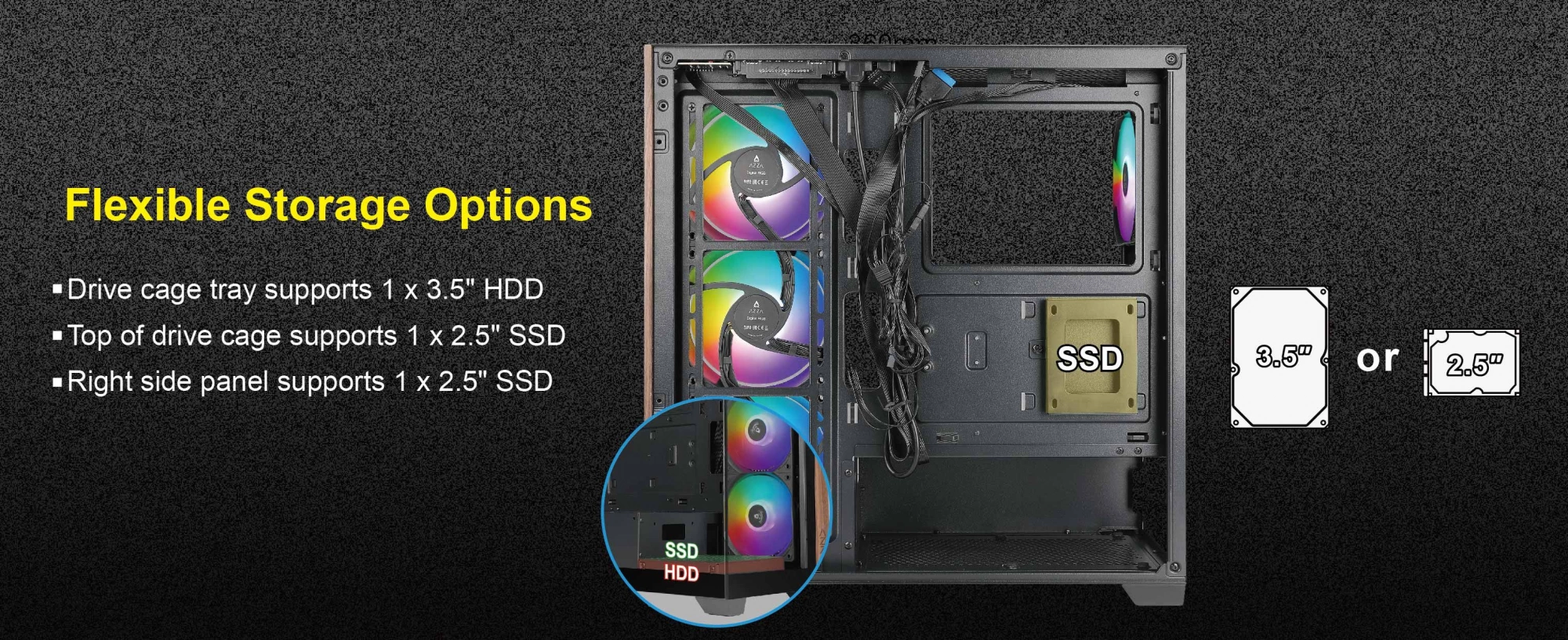 Корпус Azza Neptune черный без БП ATX 5x120mm 2x140mm 2xUSB2.0 1xUSB3.0 audio bott PSU