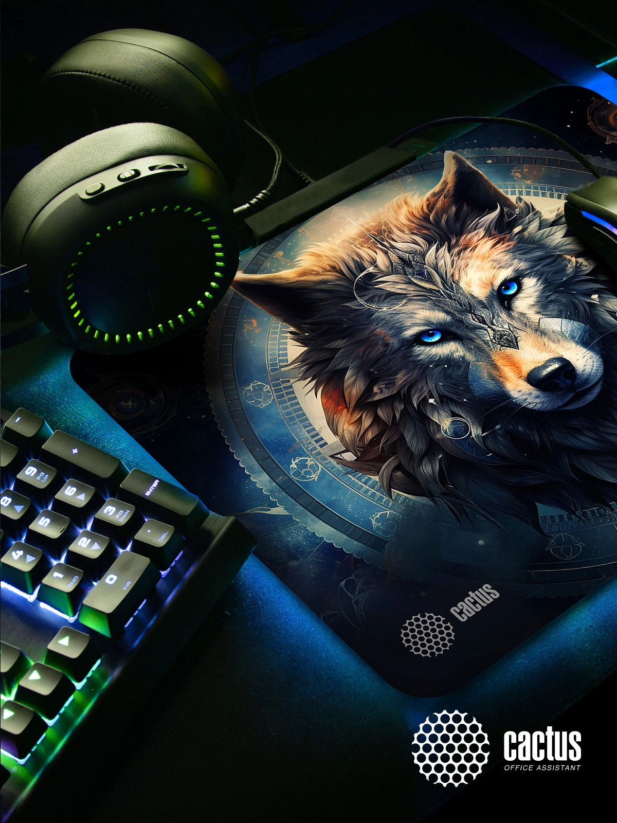 Коврик для мыши Cactus Wolf рисунок 400x300x3мм (CS-MP-PRO20XL)