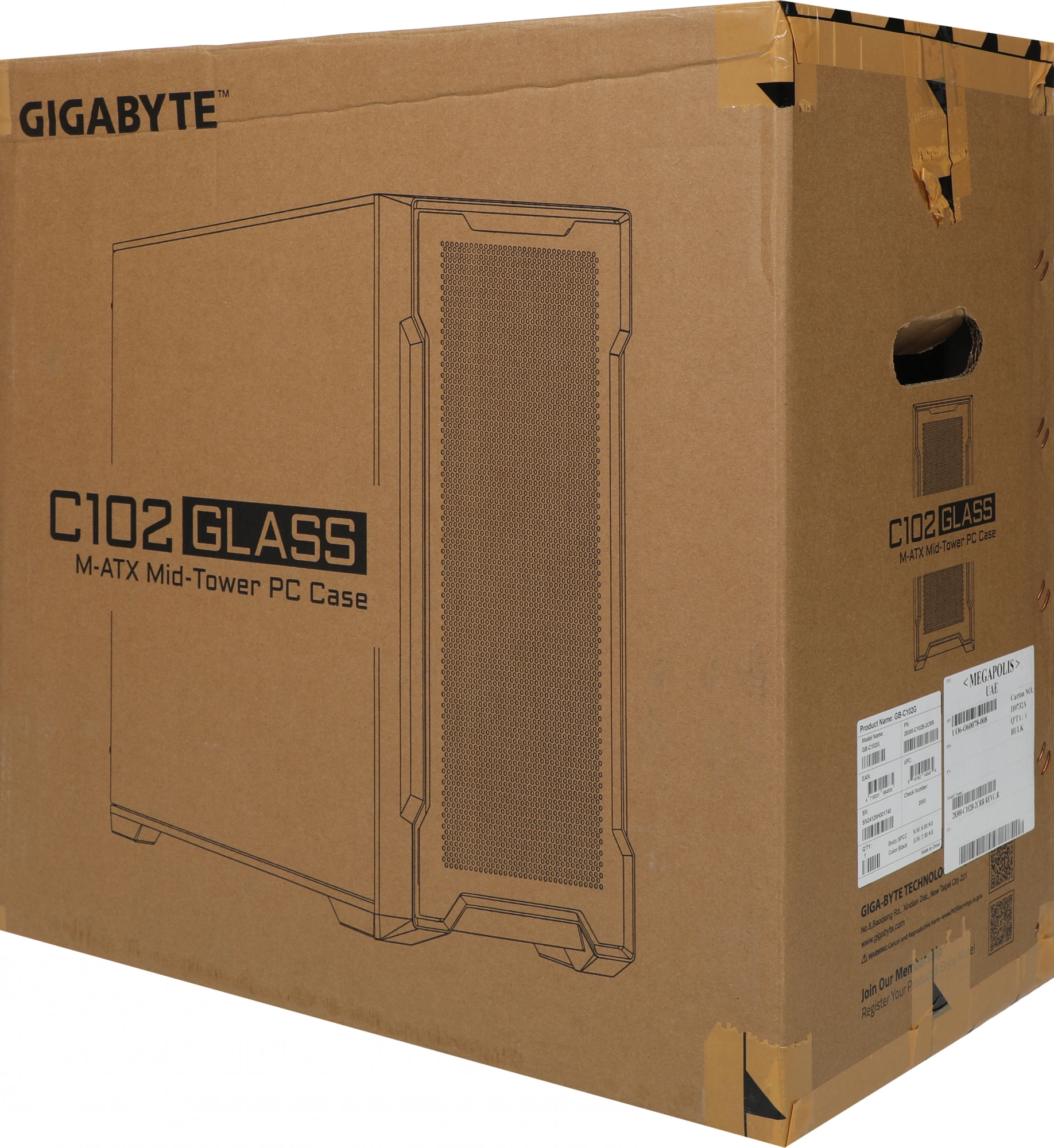 Корпус Gigabyte GB-C102G черный без БП mATX 7x120mm 4x140mm 2xUSB3.0 audio bott PSU