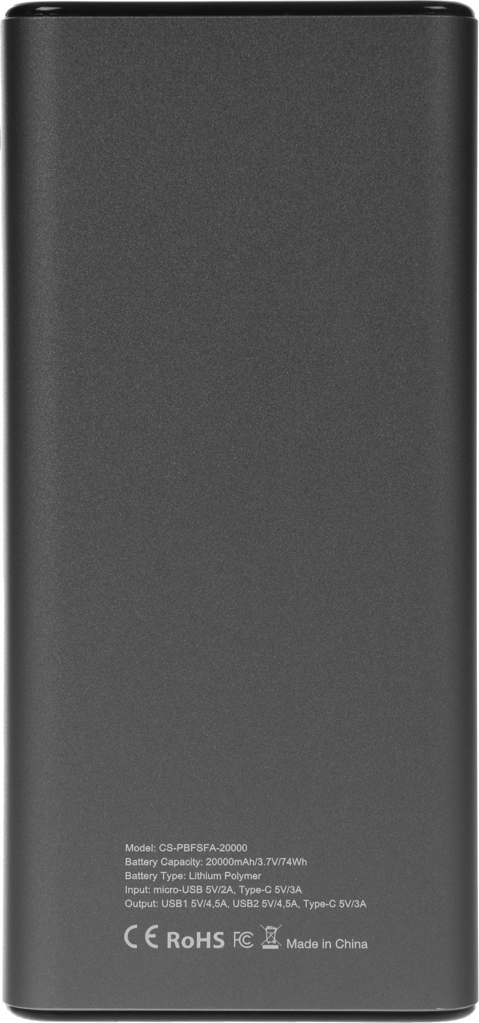 Мобильный аккумулятор Cactus CS-PBFSFA-20000 20000mAh 22.5W 4.5A 2xUSB-A/USB-C серый