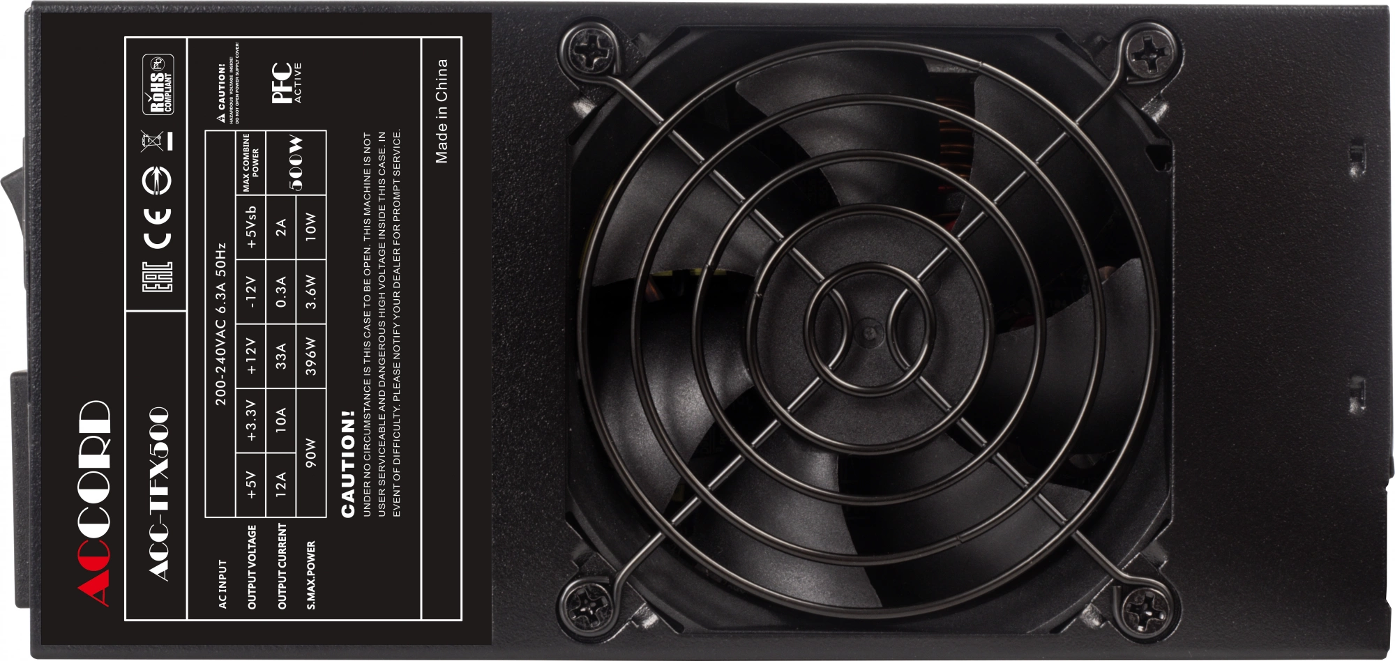 Блок питания Accord TFX 500W ACC-TFX500 80+ white (20+4pin) APFC 80mm fan 3xSATA RTL