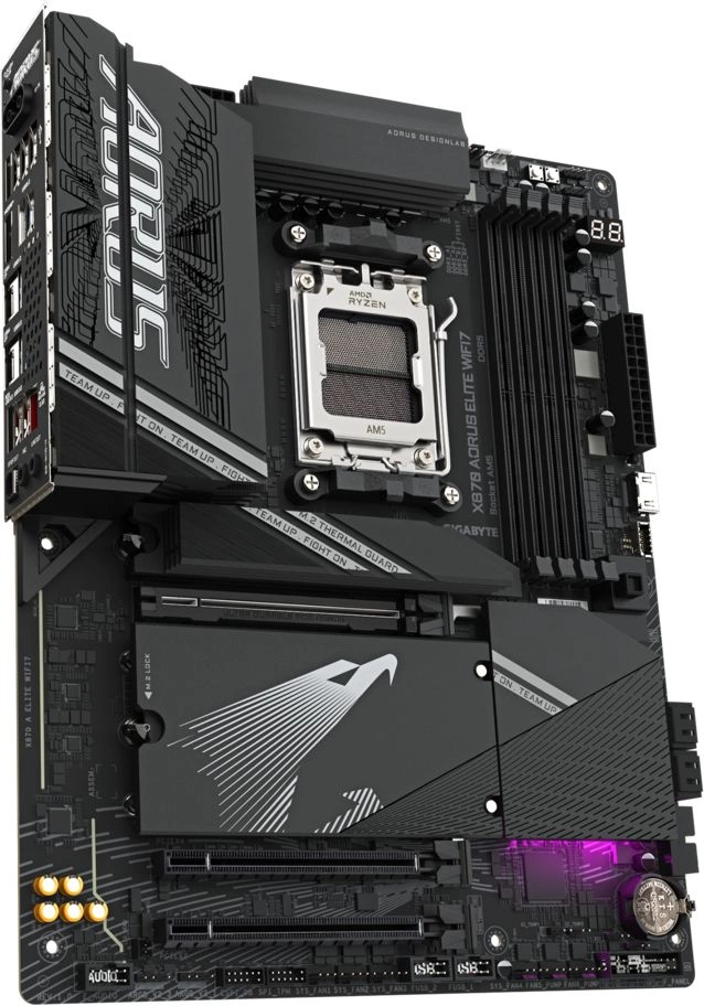 Материнская плата Gigabyte X870 AORUS ELITE WIFI7 Socket AM5 AMD X870 4xDDR5 ATX AC`97 8ch(7.1) 2.5Gg RAID+HDMI