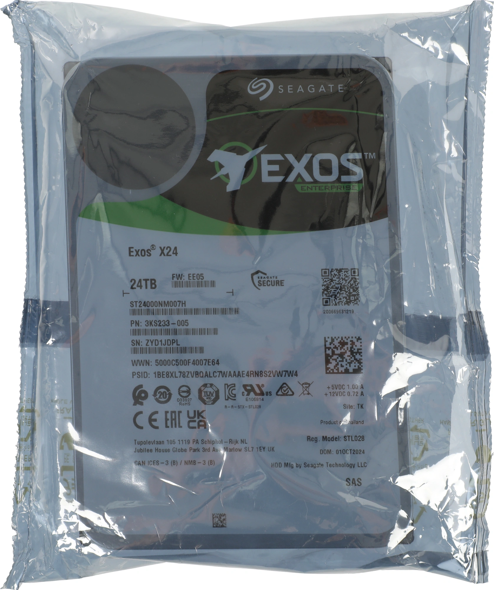 Жесткий диск Seagate SAS 3.0 24TB ST24000NM007H Server Exos X24 4KN (7200rpm) 512Mb 3.5
