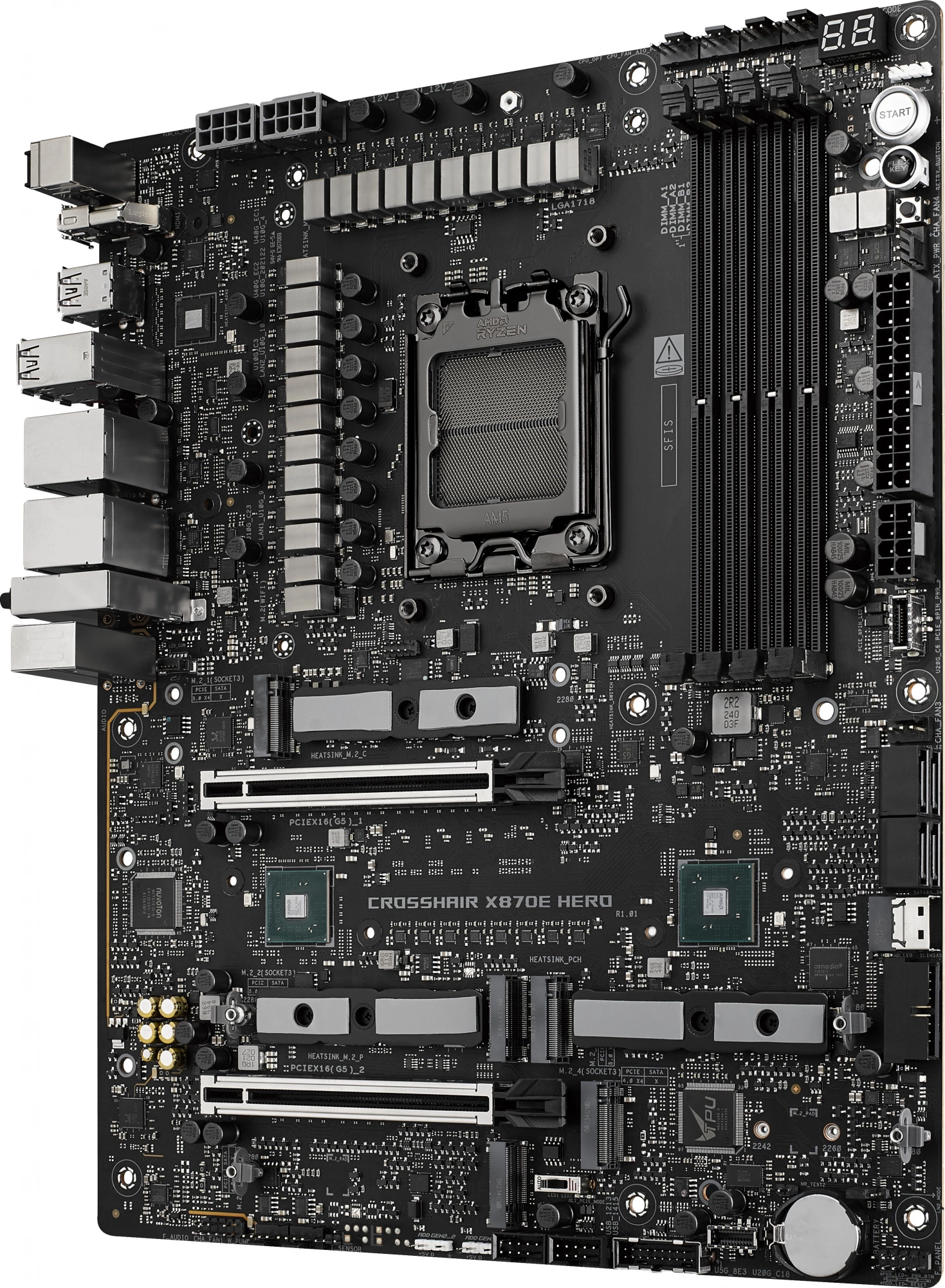 Материнская плата Asus ROG CROSSHAIR X870E HERO Socket AM5 AMD X870E 4xDDR5 ATX AC`97 8ch(7.1) 5Gigabit + 2.5Gigabit Ethernet RAID+HDMI