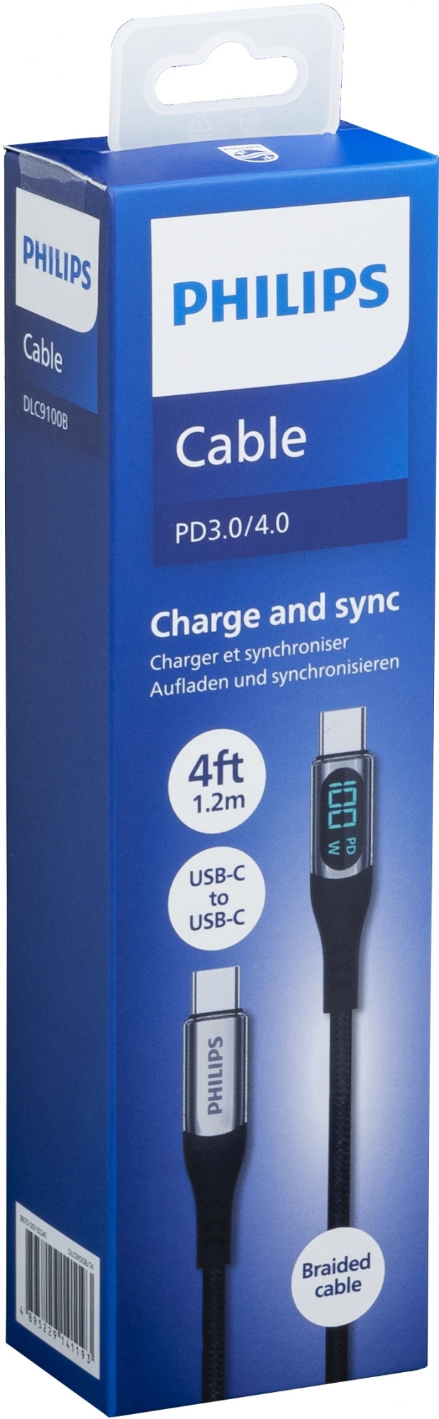 Кабель Philips DLC9100 USB Type-C (m)-USB Type-C (m) 1.2м черный коробка (упак.:1шт)