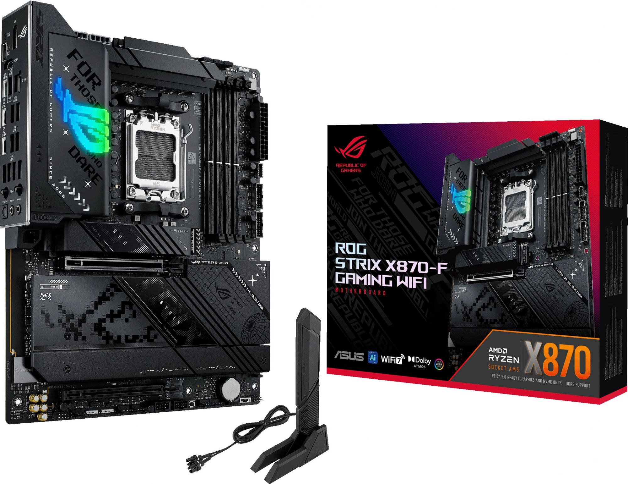 Материнская плата Asus ROG STRIX X870-F GAMING WIFI Socket AM5 AMD X870 4xDDR5 ATX AC`97 8ch(7.1) 2.5Gg RAID+HDMI+DP