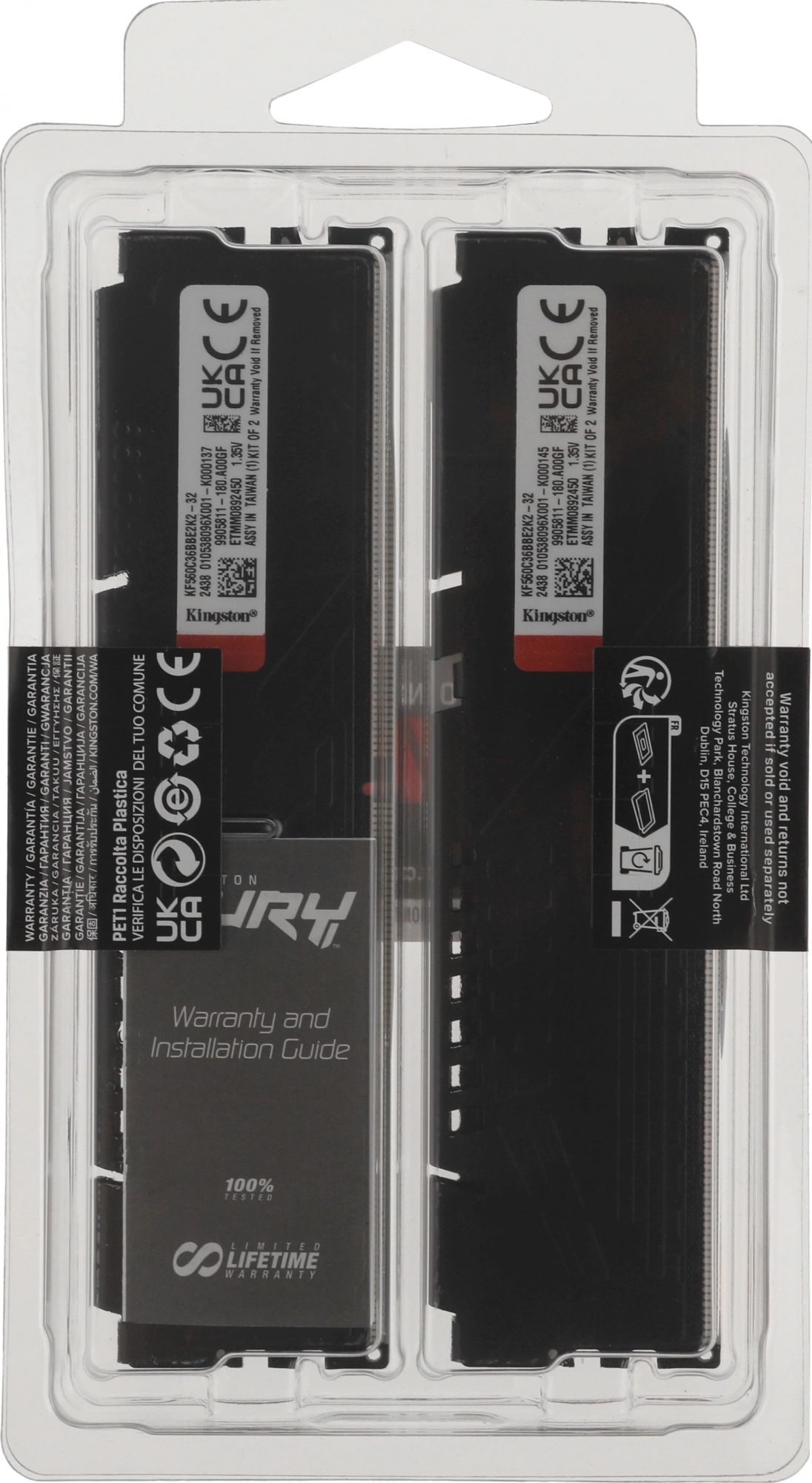 Память DDR5 2x16GB 6000MHz Kingston KF560C36BBE2K2-32 Fury Beast RTL Gaming PC5-48000 CL36 DIMM 288-pin 1.35В kit single rank с радиатором Ret