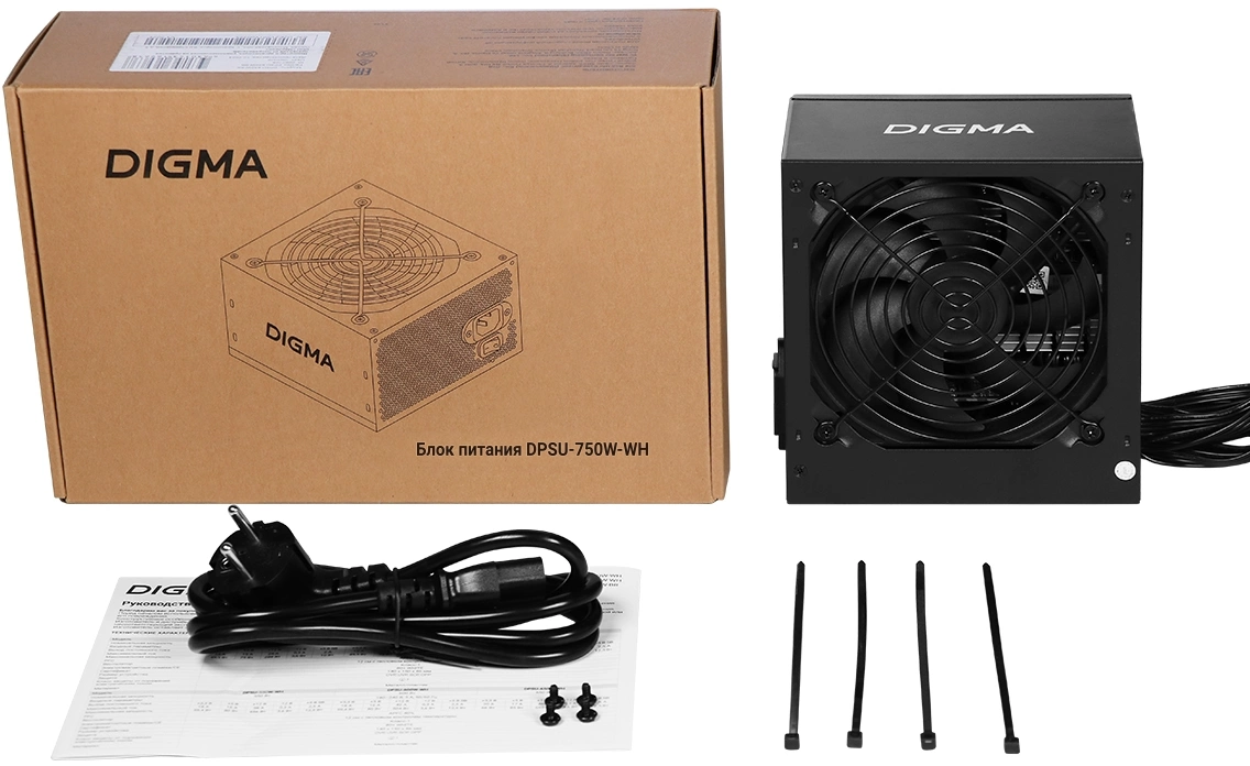 Блок питания Digma ATX 750W DPSU-750W-WH 80+ white (20+4pin) APFC 120mm fan 6xSATA RTL