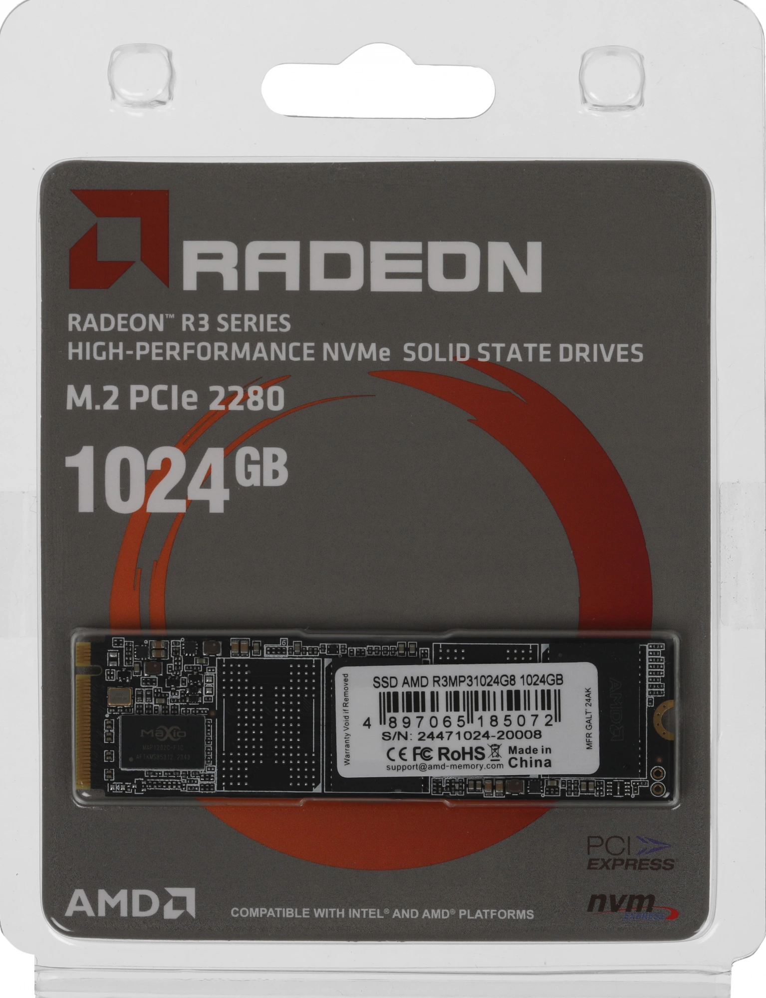 Накопитель SSD AMD PCIe 3.0 x4 1TB R3MP31024G8 Radeon M.2 2280