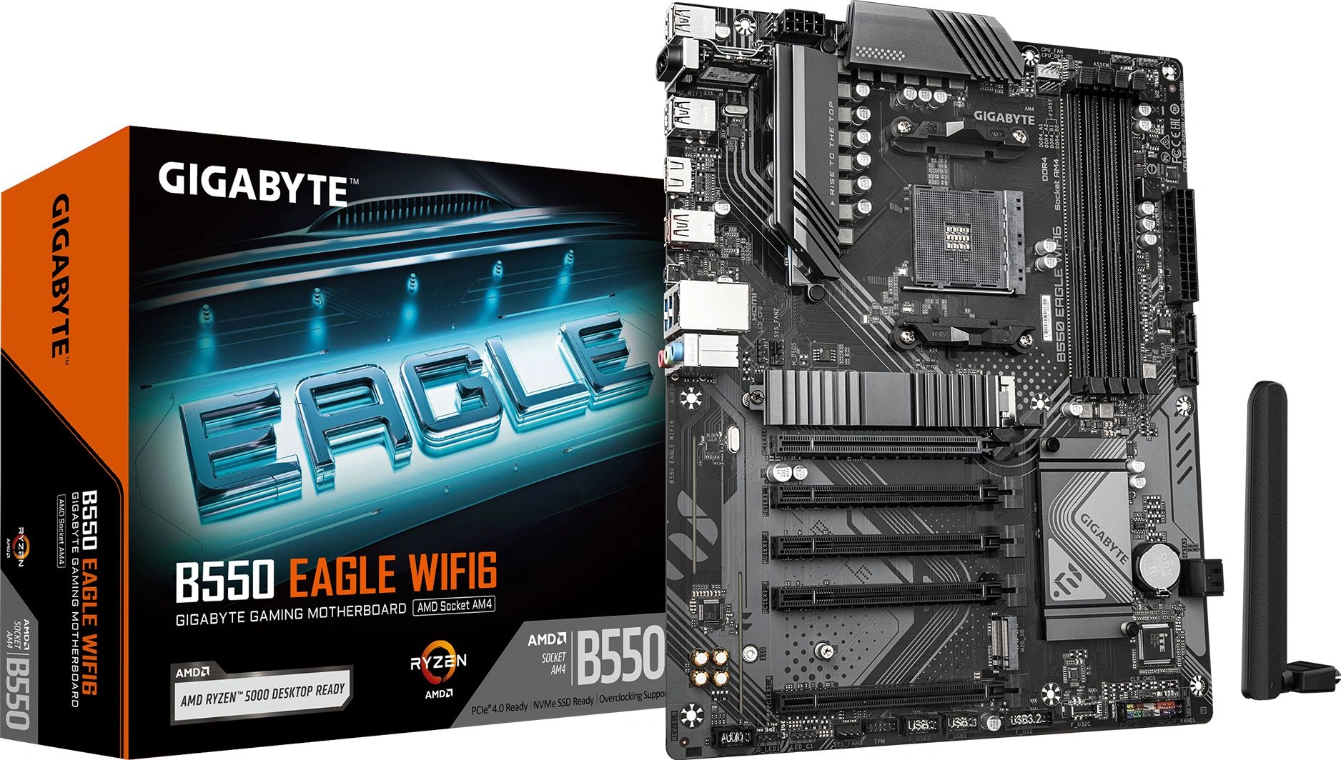 Материнская плата Gigabyte B550 EAGLE WIFI6 Soc-AM4 AMD B550 4xDDR4 ATX AC`97 8ch(7.1) GbLAN RAID+HDMI