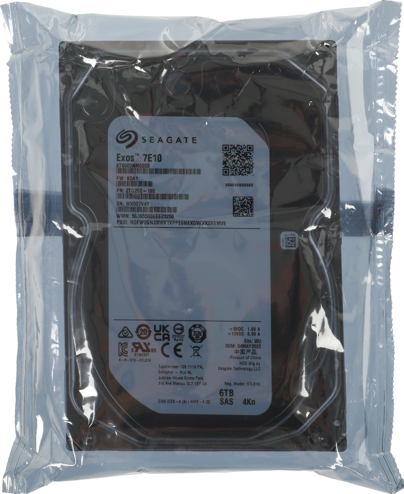 Жесткий диск Seagate SAS 6TB ST6000NM005B Server Exos 7E10 4KN (7200rpm) 256Mb 3.5