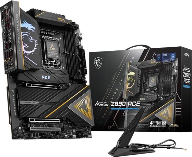 Материнская плата MSI MEG Z890 ACE  Soc-1851 Intel Z890 4xDDR5 ATX AC`97 8ch(7.1) 10Gigabit RAID+HDMI