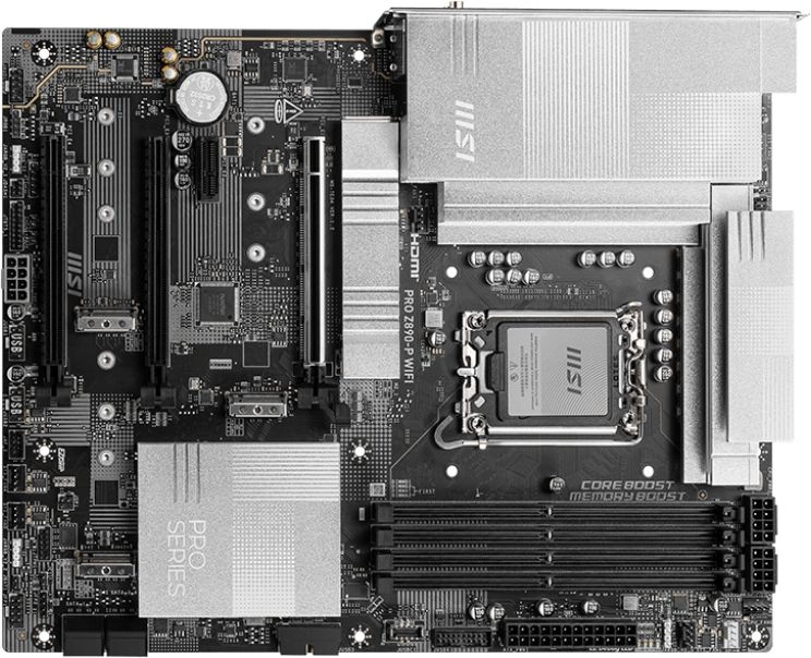 Материнская плата MSI PRO Z890-P WIFI Soc-1851 Intel Z890 4xDDR5 ATX AC`97 8ch(7.1) 5Gigabit RAID+HDMI+DP