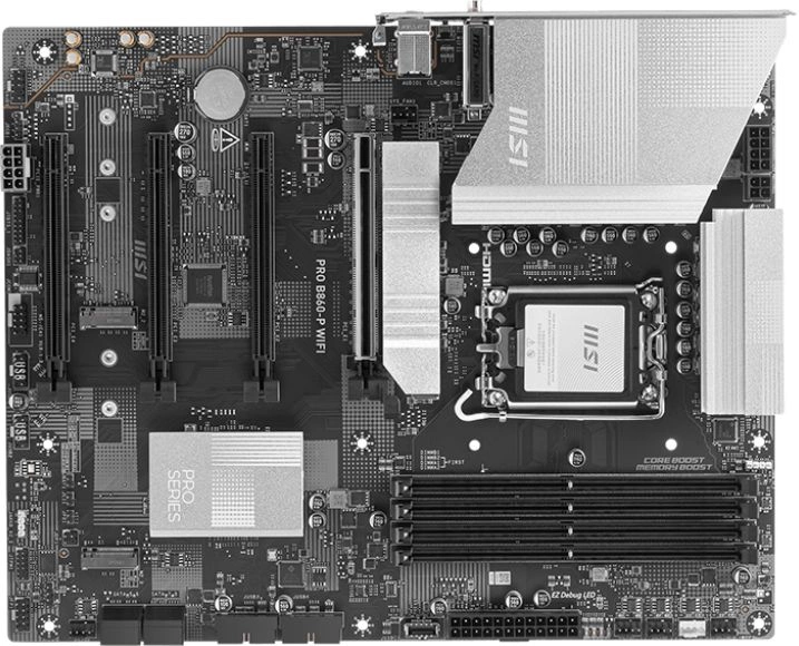 Материнская плата MSI PRO B860-P WIFI Soc-1851 Intel B860 4xDDR5 ATX AC`97 8ch(7.1) 5Gigabit RAID+HDMI+DP
