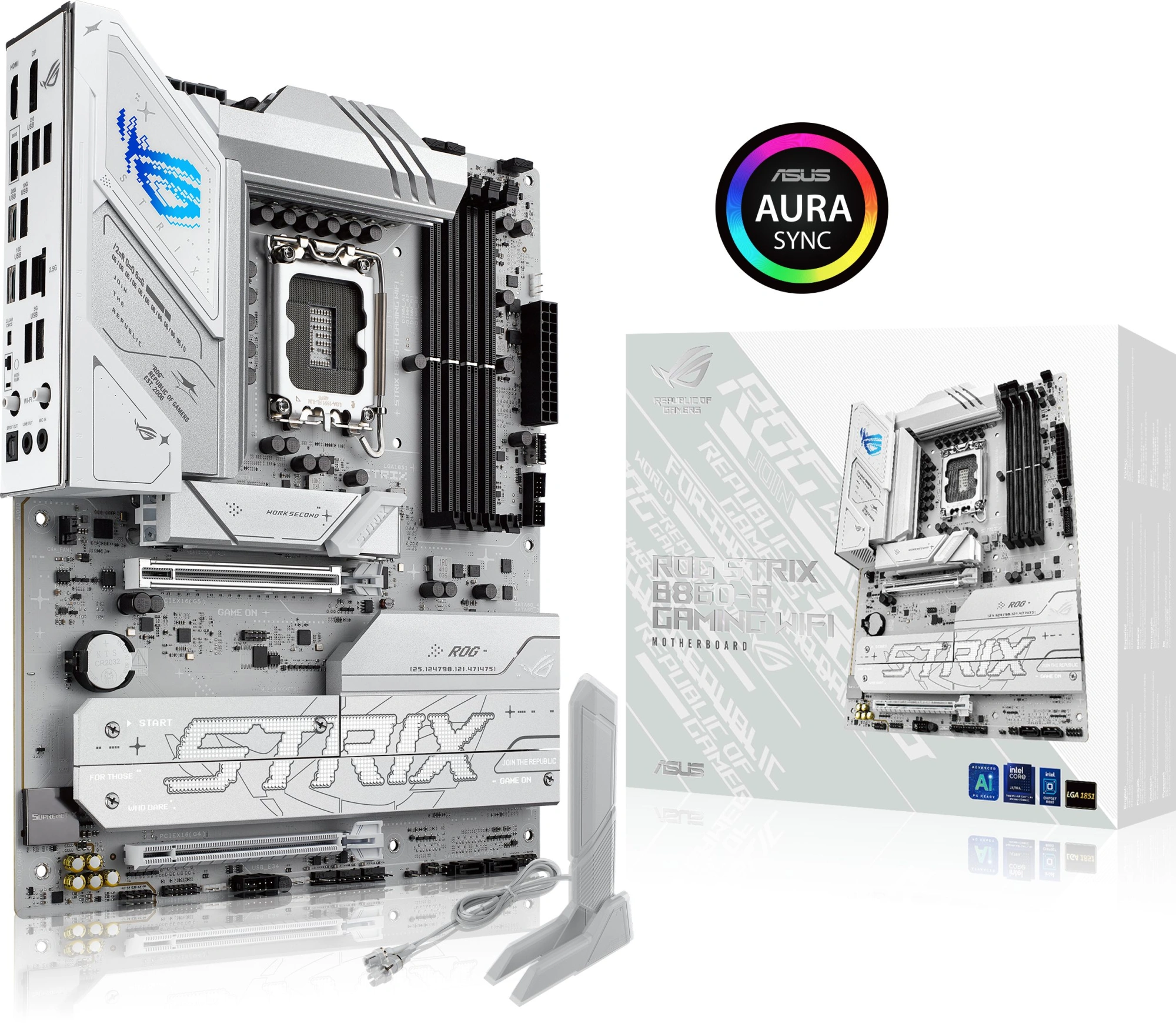Материнская плата Asus ROG STRIX B860-A GAMING WIFI Soc-1851 Intel B860 4xDDR5 ATX AC`97 8ch(7.1) 2.5Gg RAID+HDMI+DP