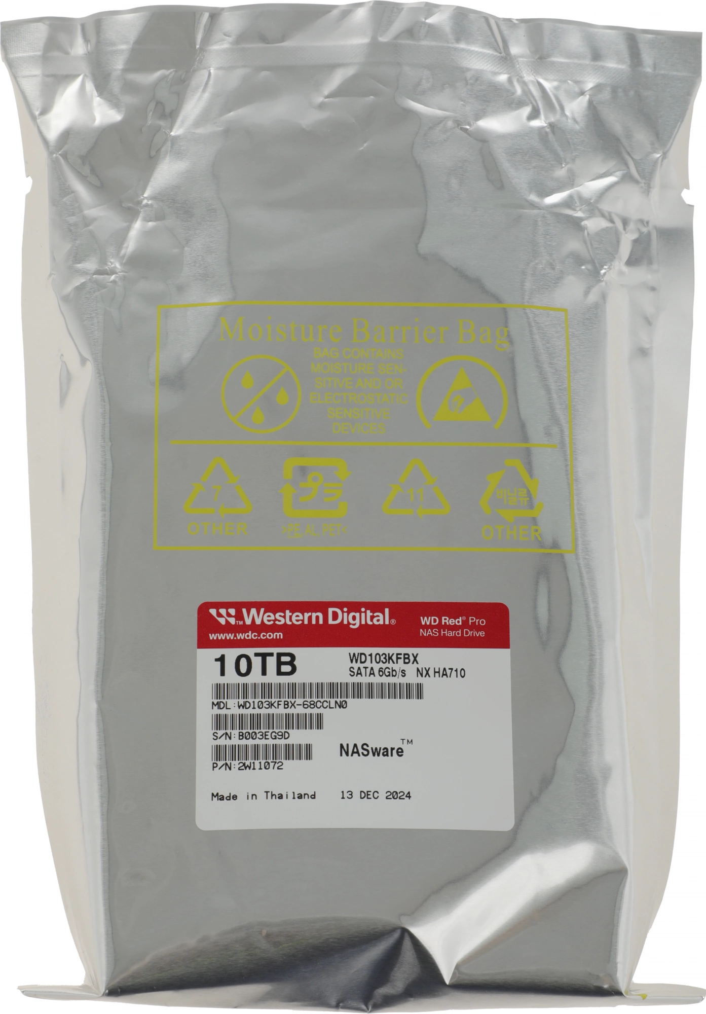 Жесткий диск WD SATA-III 10TB WD103KFBX NAS Red Pro (7200rpm) 512Mb 3.5
