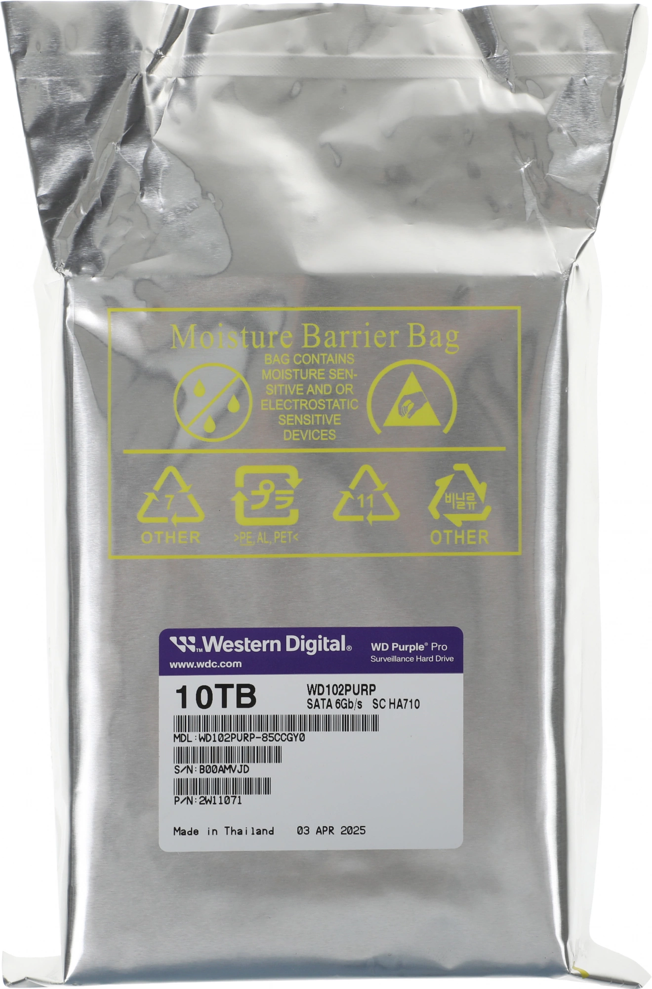 Жесткий диск WD SATA-III 10TB WD102PURP Surveillance Purple Pro (7200rpm) 512Mb 3.5