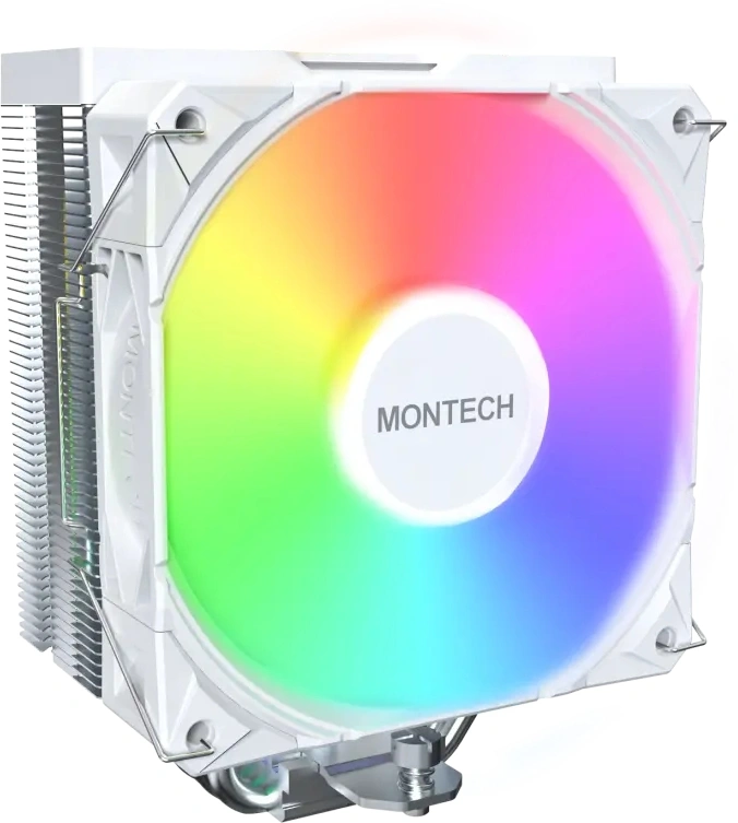 Устройство охлаждения(кулер) Montech NX400 ARGB Soc-AM5/AM4/1200/1700/1851 белый 4-pin 34.17dB Al+Cu 220W 874gr Ret (NX400ARGBWH)