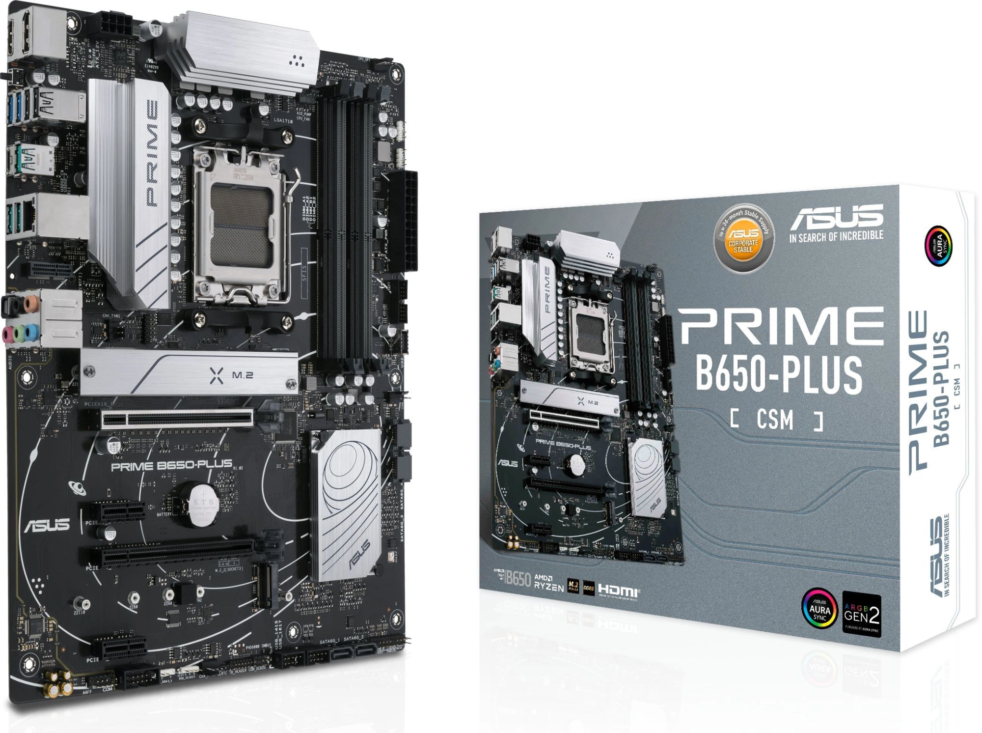 Материнская плата Asus PRIME B650-PLUS-CSM Socket AM5 AMD B650 4xDDR5 ATX AC`97 8ch(7.1) 2.5Gg RAID+HDMI+DP