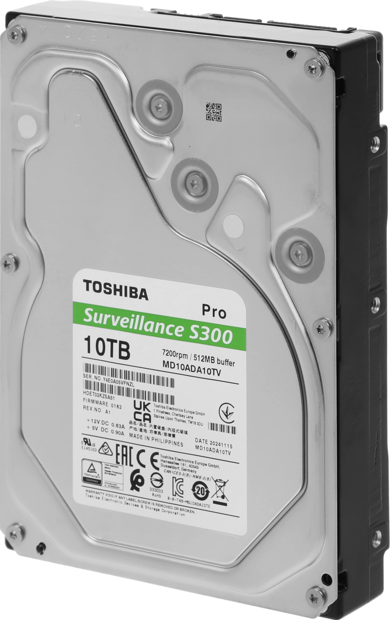 Жесткий диск Toshiba SATA-III 10TB MD10ADA10TV Surveillance S300 Pro (7200rpm) 512Mb 3.5