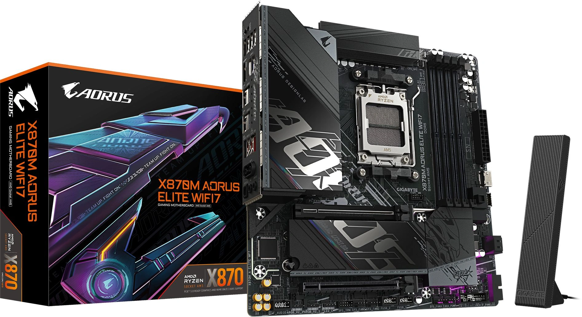 Материнская плата Gigabyte X870M AORUS ELITE WIFI7 Socket AM5 AMD X870 4xDDR5 mATX AC`97 8ch(7.1) 2.5Gg RAID+HDMI