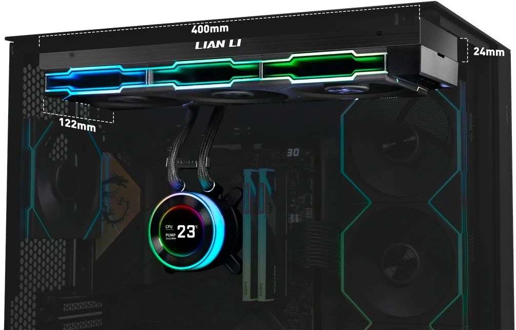 Система водяного охлаждения Lian-Li HydroShift II LCD-C 360TL ARGB Soc-AM5/AM4/1700/1851 черный 4-pin 33dB Al+Cu LCD Ret (G89.GHS2LCD36TB.R0)