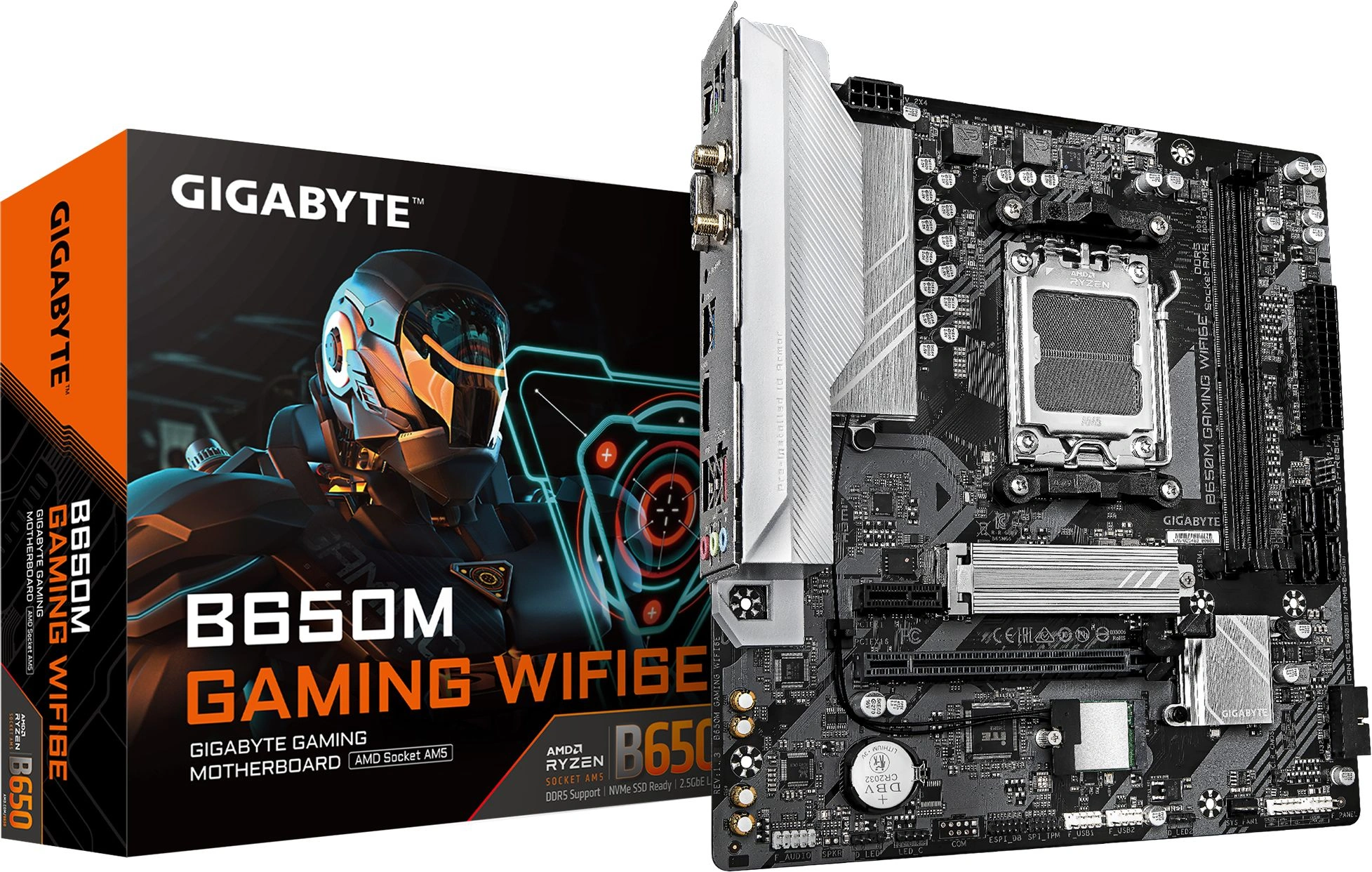 Материнская плата Gigabyte B650M GAMING WIFI6E Socket AM5 AMD B650 2xDDR5 mATX AC`97 8ch(7.1) 2.5Gg RAID+VGA+HDMI