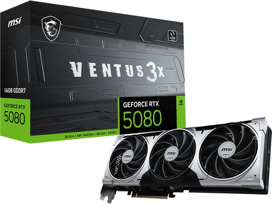 Видеокарта MSI PCI-E 5.0 RTX 5080 16G VENTUS 3X PLUS NVIDIA GeForce RTX 5080 16Gb 256bit GDDR7 2617/30000 HDMIx1 DPx3 HDCP Ret