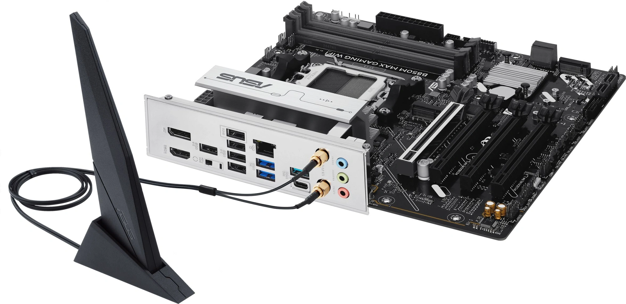 Материнская плата Asus B850M MAX GAMING WIFI Socket AM5 AMD B850 4xDDR5 mATX AC`97 8ch(7.1) GbLAN RAID+HDMI+DP