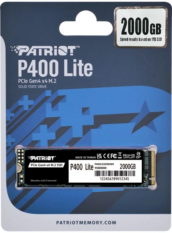 Накопитель SSD Patriot PCIe 4.0 x4 2TB P400LP2KGM28H P400 Lite M.2 2280