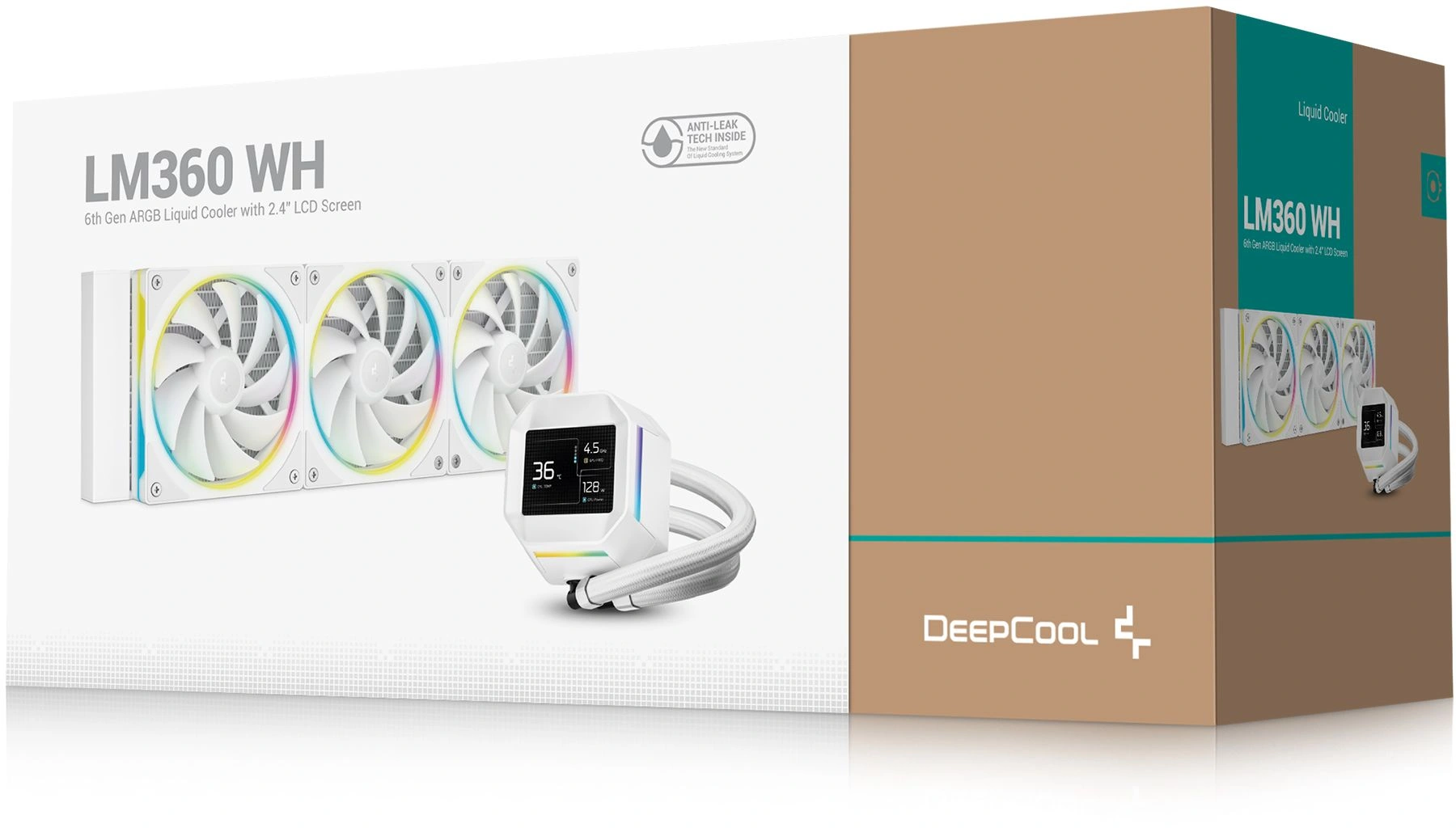 Система водяного охлаждения Deepcool LM360 ARGB Soc-AM5/AM4/1200/1700/1851 белый 4-pin 19-36dB Al LCD 250W 1729gr Ret (R-LM360-WHDMMC-1)