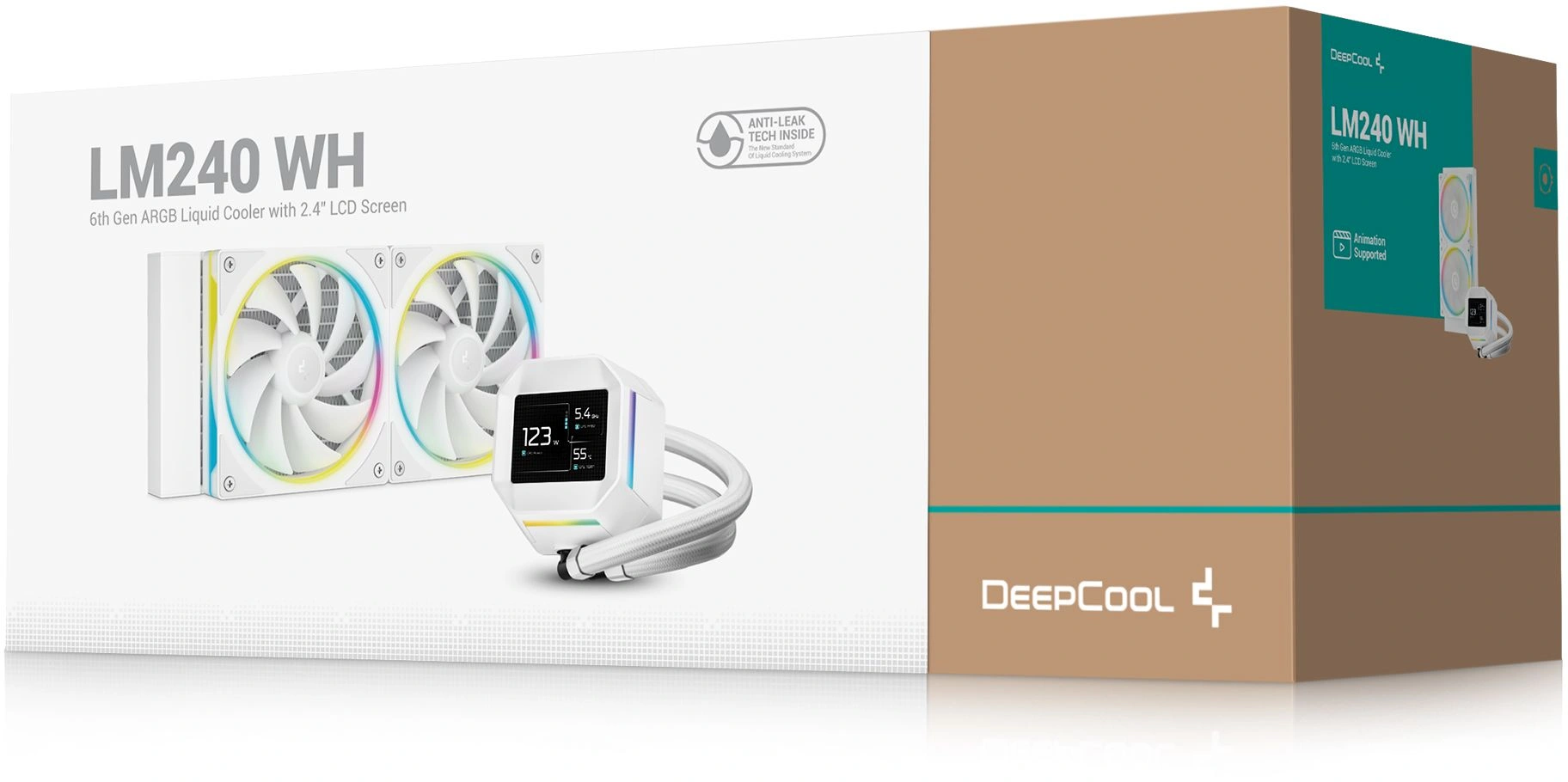 Система водяного охлаждения Deepcool LM240 ARGB Soc-AM5/AM4/1200/1700/1851 белый 4-pin 19-36dB Al LCD 220W 1404gr Ret (R-LM240-WHDMMC-1)