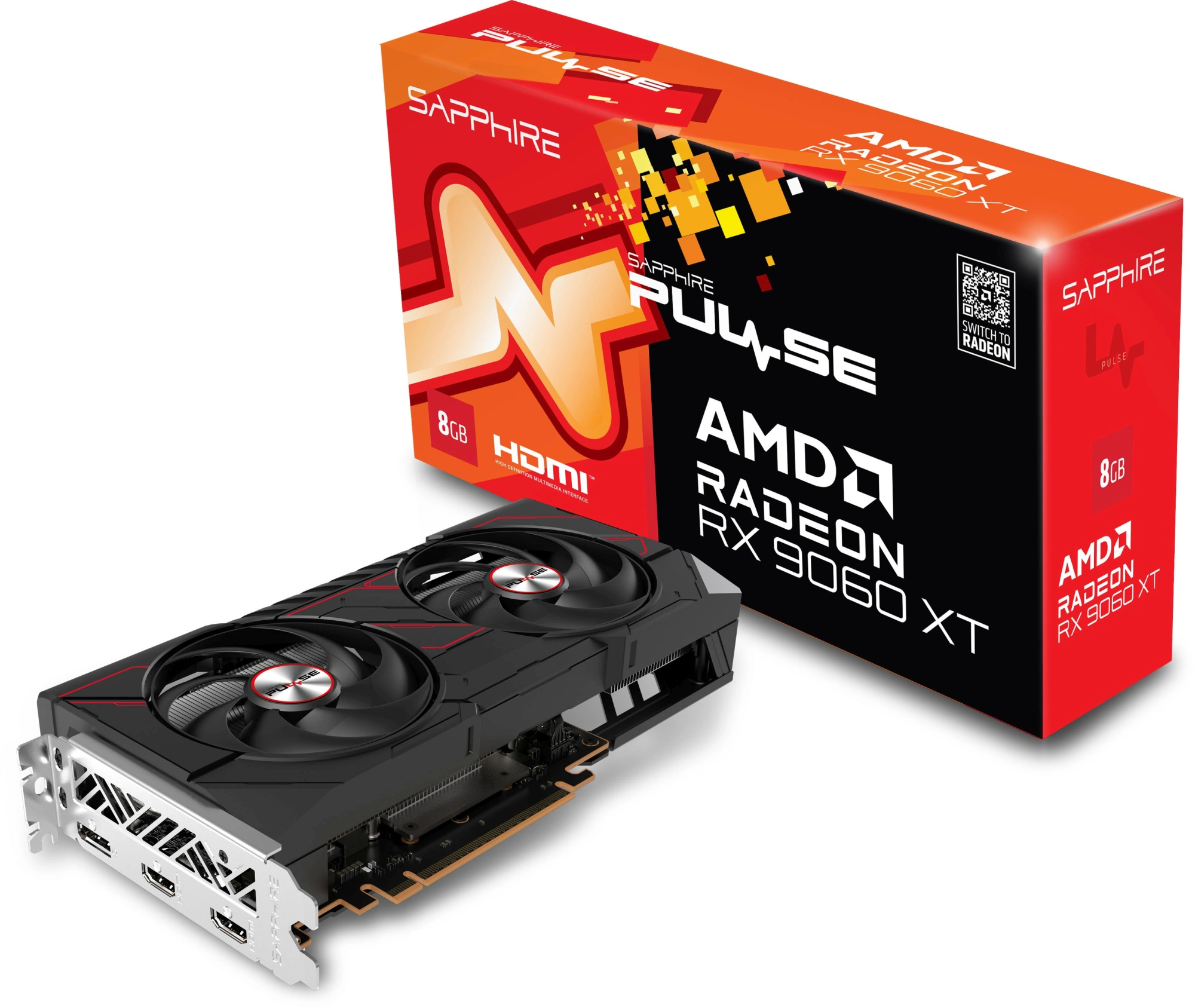 Видеокарта Sapphire PCI-E 5.0 11350-04-20G PULSE AMD RADEON RX 9060 XT GAMING OC 8GB DUAL AMD Radeon RX 9060XT 8Gb 128bit GDDR6 2700/20000 HDMIx2 DPx1 HDCP Ret