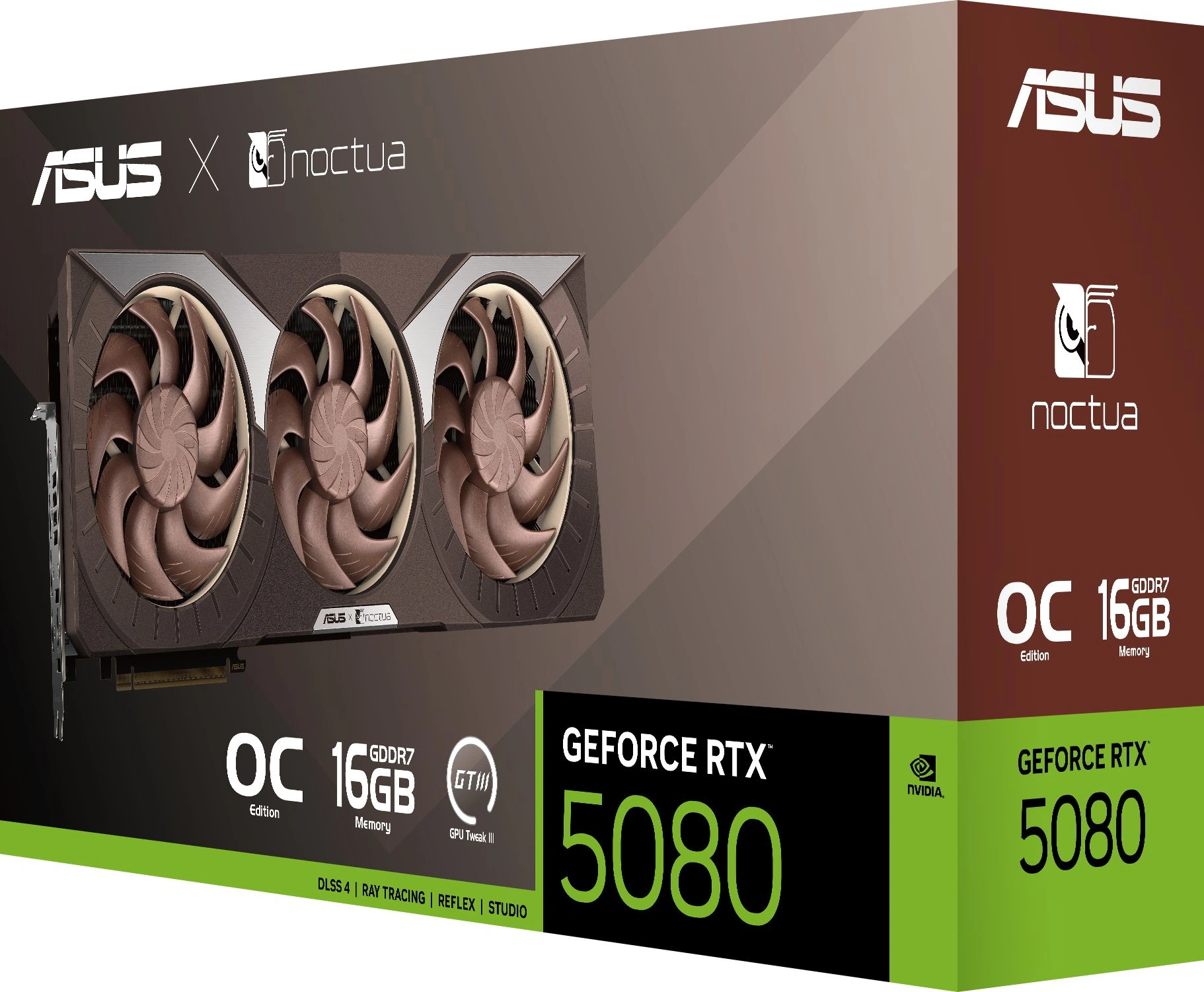 Видеокарта Asus PCI-E 5.0 RTX5080-O16G-NOCTUA NVIDIA GeForce RTX 5080 16Gb 256bit GDDR7 2700/30000 HDMIx2 DPx3 HDCP Ret