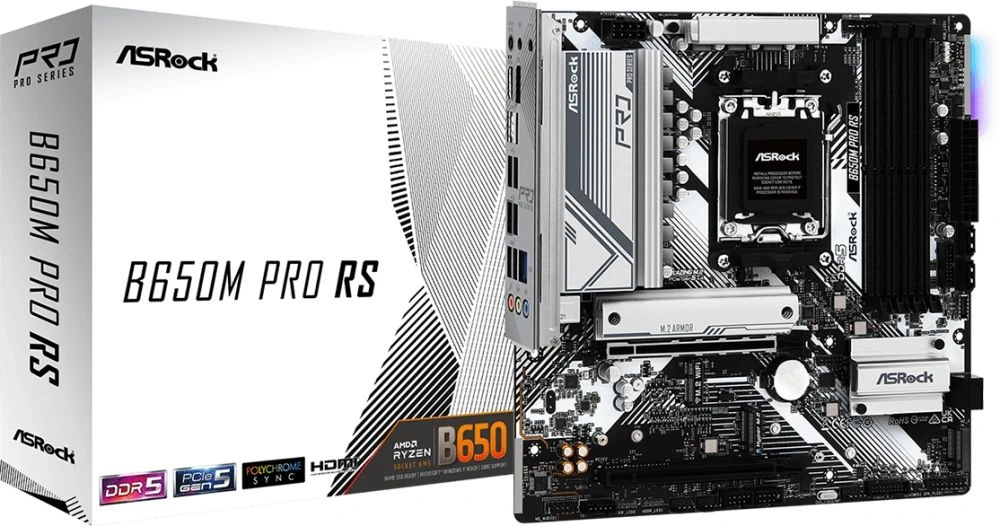 Материнская плата Asrock B650M PRO RS Socket AM5 AMD B650 4xDDR5 mATX AC`97 8ch(7.1) 2.5Gg RAID+HDMI+DP