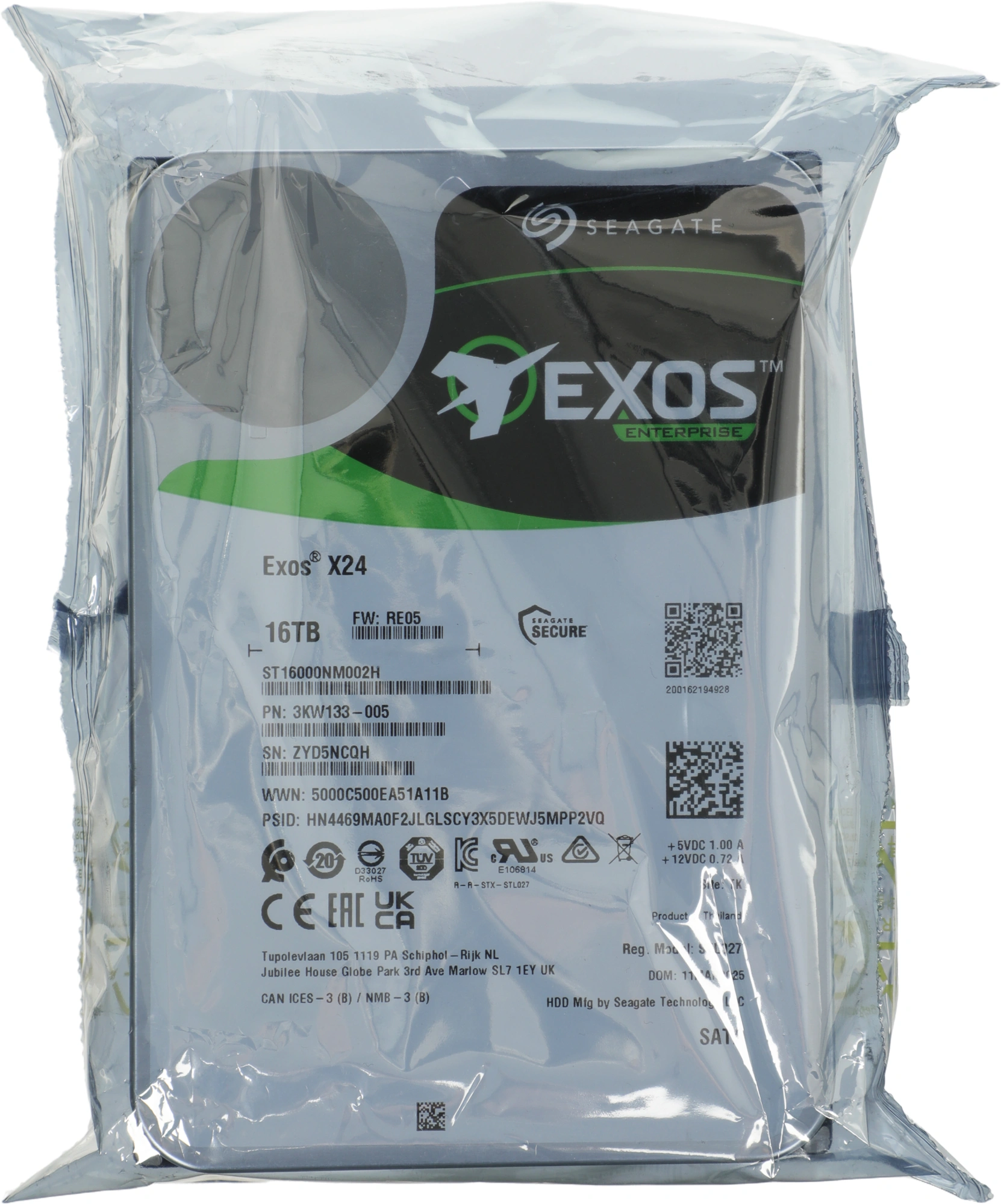 Жесткий диск Seagate SATA-III 16TB ST16000NM002H Server Exos X24 4KN (7200rpm) 512Mb 3.5