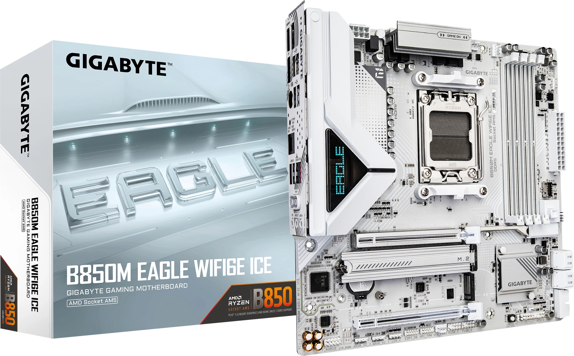 Материнская плата Gigabyte B850M EAGLE WIFI6E ICE Socket AM5 AMD B850 4xDDR5 mATX AC`97 8ch(7.1) 2.5Gg RAID+HDMI+DP