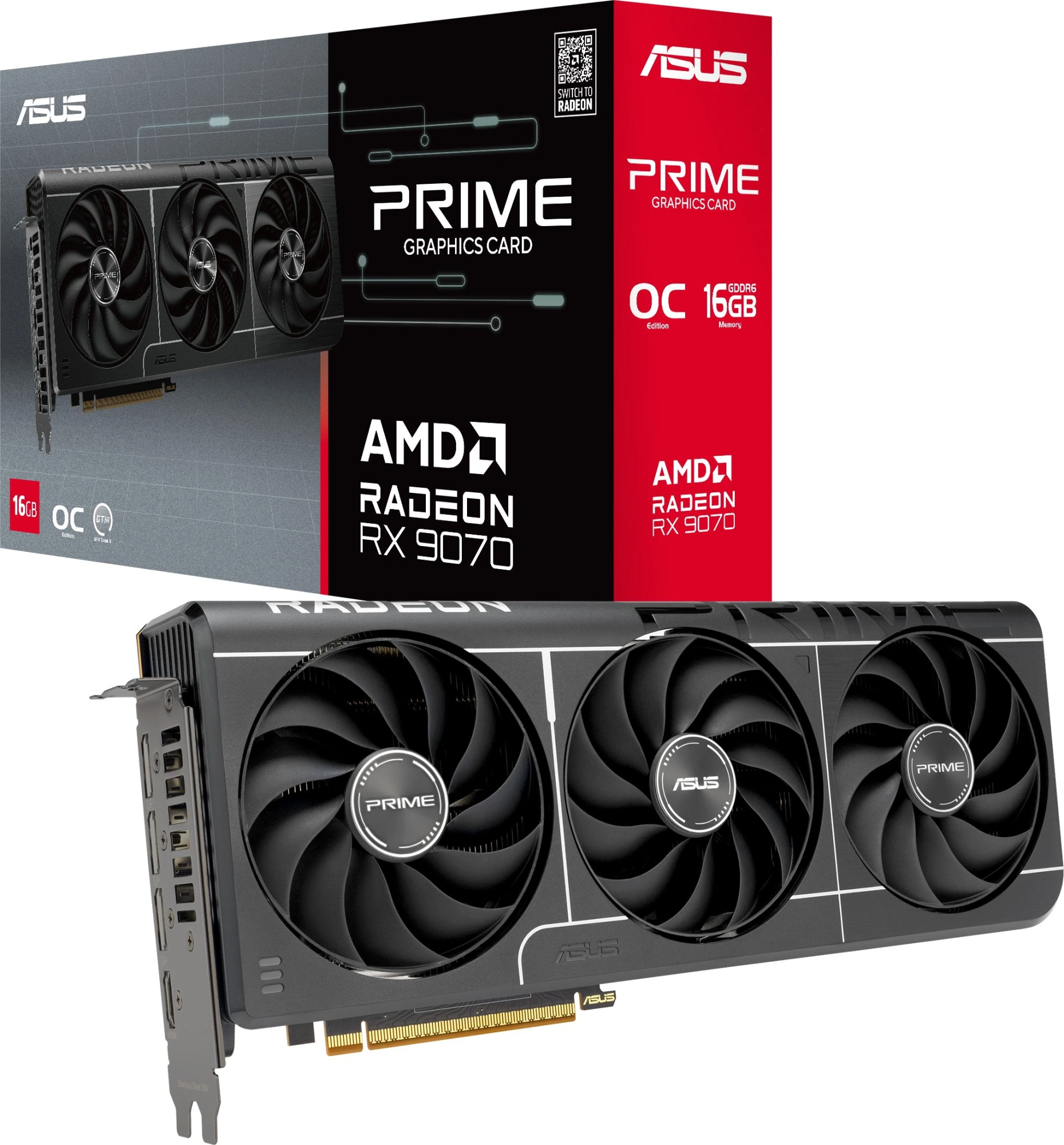 Видеокарта Asus PCI-E 5.0 PRIME-RX9070-O16G-EVO AMD Radeon RX 9070 16Gb 256bit GDDR6 2120/20000 HDMIx1 DPx3 HDCP Ret