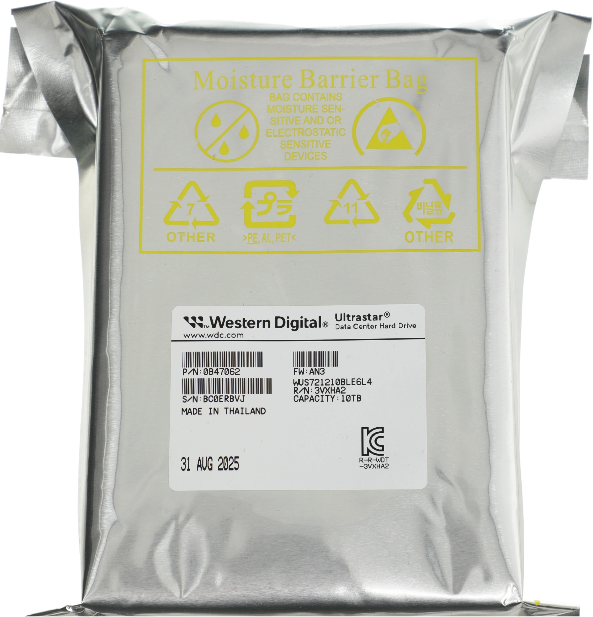 Жесткий диск WD SATA-III 10TB 0B47062 WUS721210BLE6L4 Ultrastar DC HA340 512E (7200rpm) 512Mb 3.5