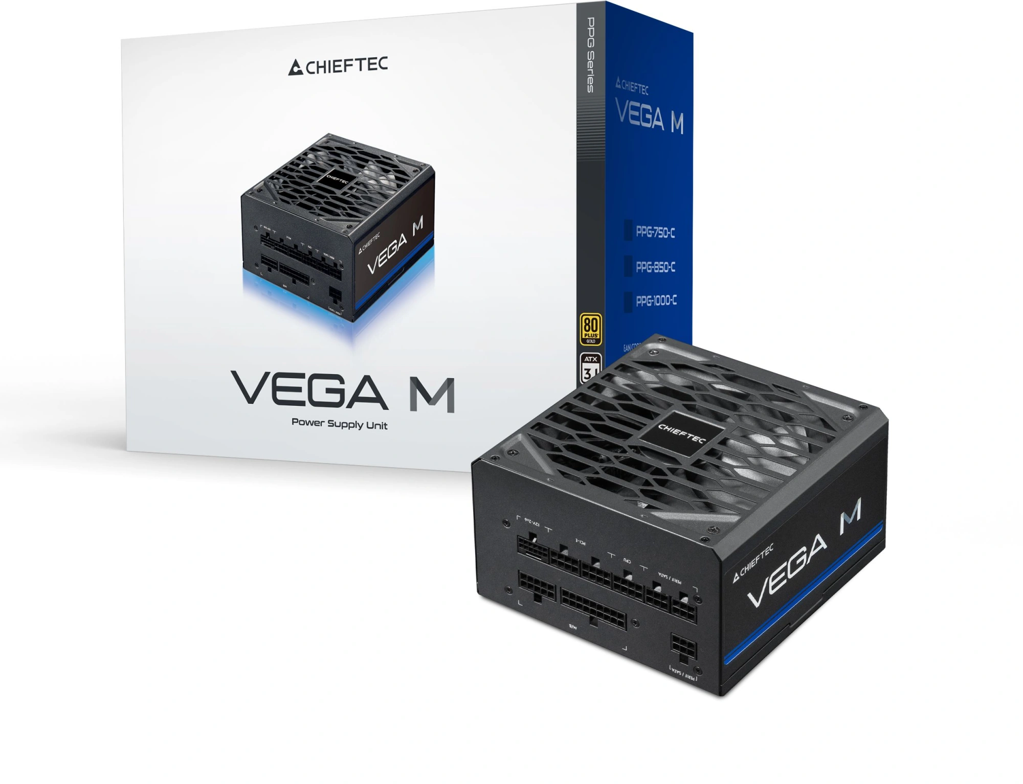 Блок питания Chieftec ATX 1000W Vega M PPG-1000-C Gen.5 80+ gold (20+4pin) APFC 135mm fan 6xSATA Cab Manag RTL