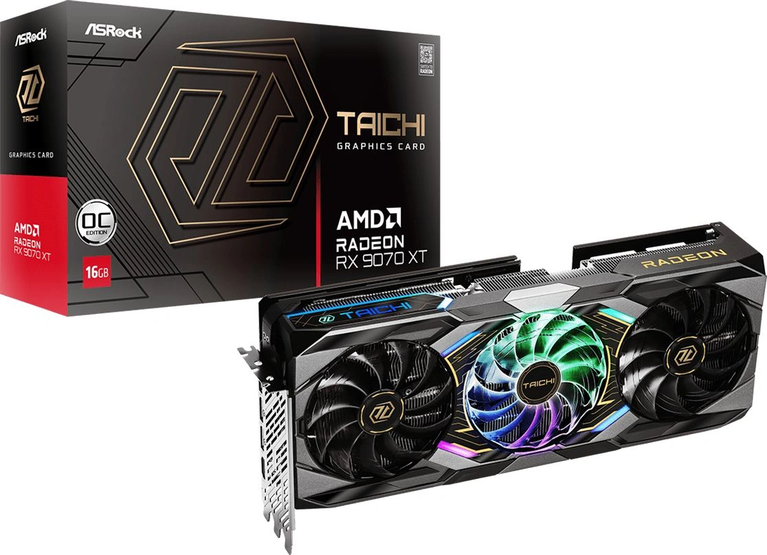 Видеокарта Asrock PCI-E 5.0 RX9070XT TC 16GO AMD Radeon RX 9070XT 16Gb 256bit GDDR6 2570/20000 HDMIx1 DPx3 HDCP Ret