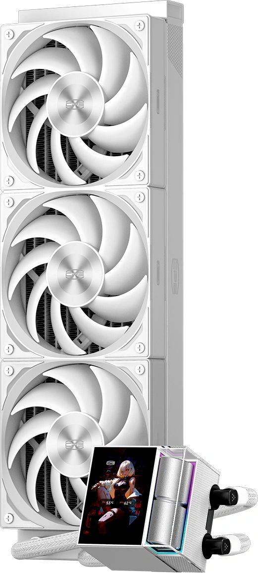 Система водяного охлаждения PcCooler DS360 Display ARGB Soc-AM5/AM4/1200/1700/1851 белый 4-pin 39.8dB Al LCD 310W Ret (DS360-WHAWXY-GL)