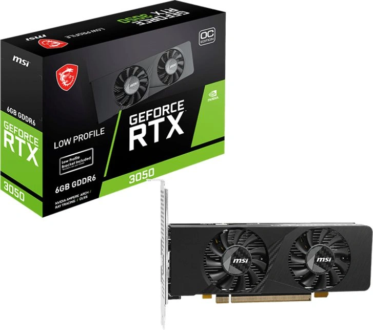 Видеокарта MSI PCI-E 4.0 RTX 3050 LP E 6G OC NVIDIA GeForce RTX 3050 6Gb 96bit GDDR6 1492/14000 HDMIx2 DPx1 HDCP Ret low profile