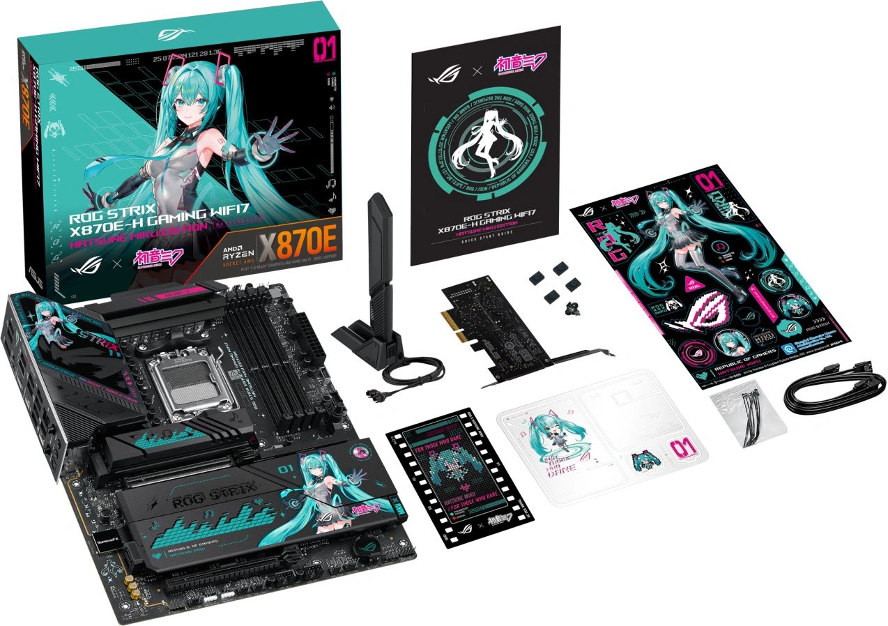 Материнская плата Asus ROG STRIX X870E-H GAMING MIKU Socket AM5 AMD X870E 4xDDR5 ATX AC`97 8ch(7.1) 5Gigabit RAID+HDMI