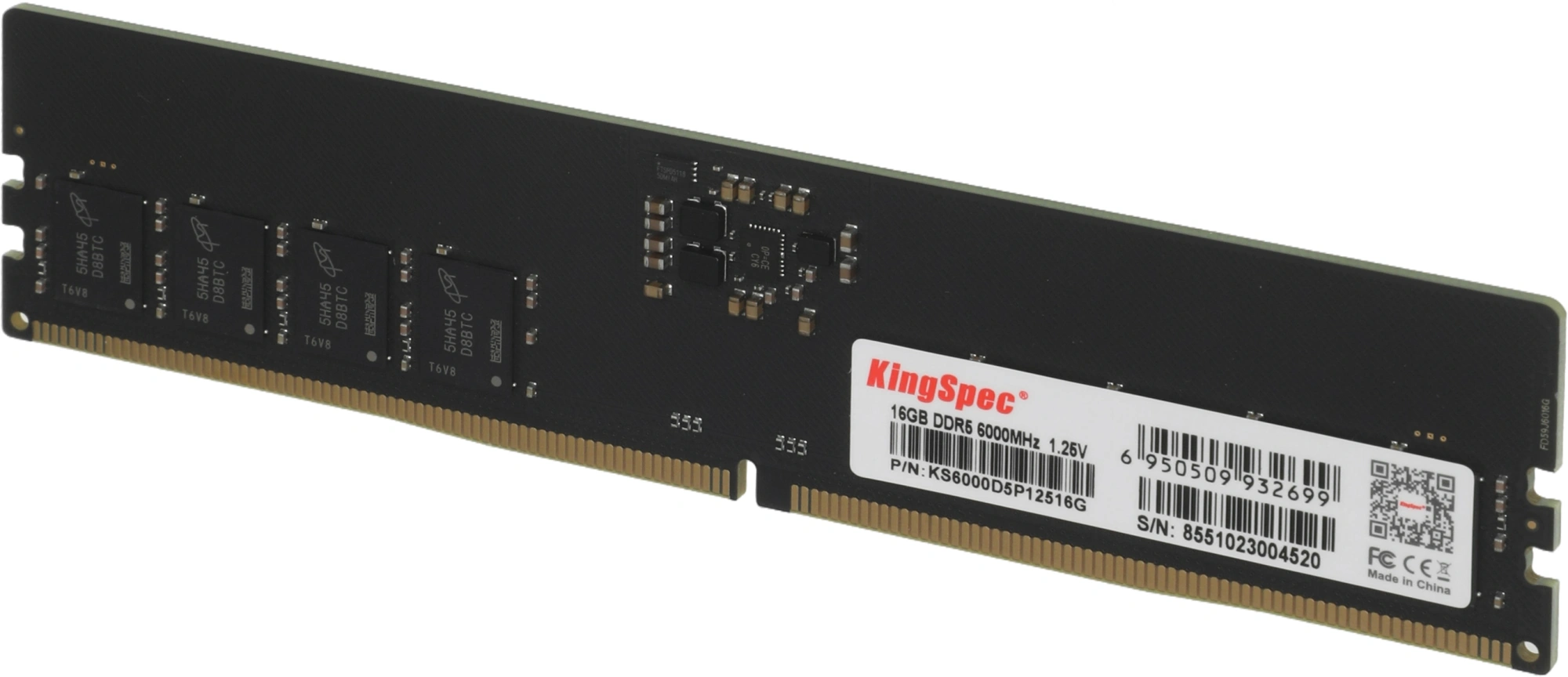 Память DDR5 16GB 6000MHz Kingspec KS6000D5P12516G RTL PC5-48000 CL46 DIMM 288-pin 1.25В single rank Ret