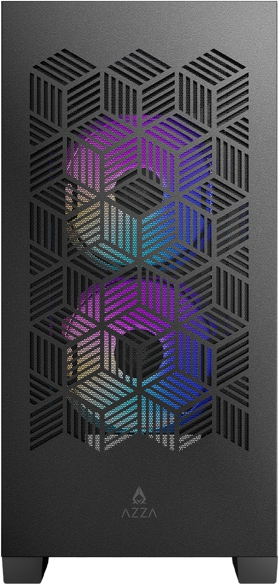 Корпус Azza AEROHEX-M черный без БП mATX 8x120mm 2x140mm 1xUSB2.0 2xUSB3.0 audio bott PSU